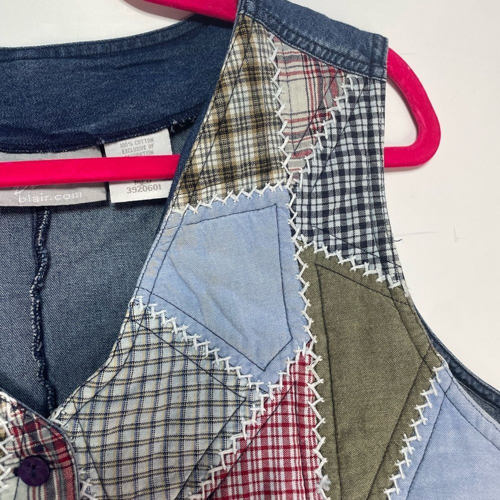 Vintage Vintage BLAIR Patchwork Denim Fringe Vest Medium Size M / US 6-8 / IT 42-44 - 4 Thumbnail