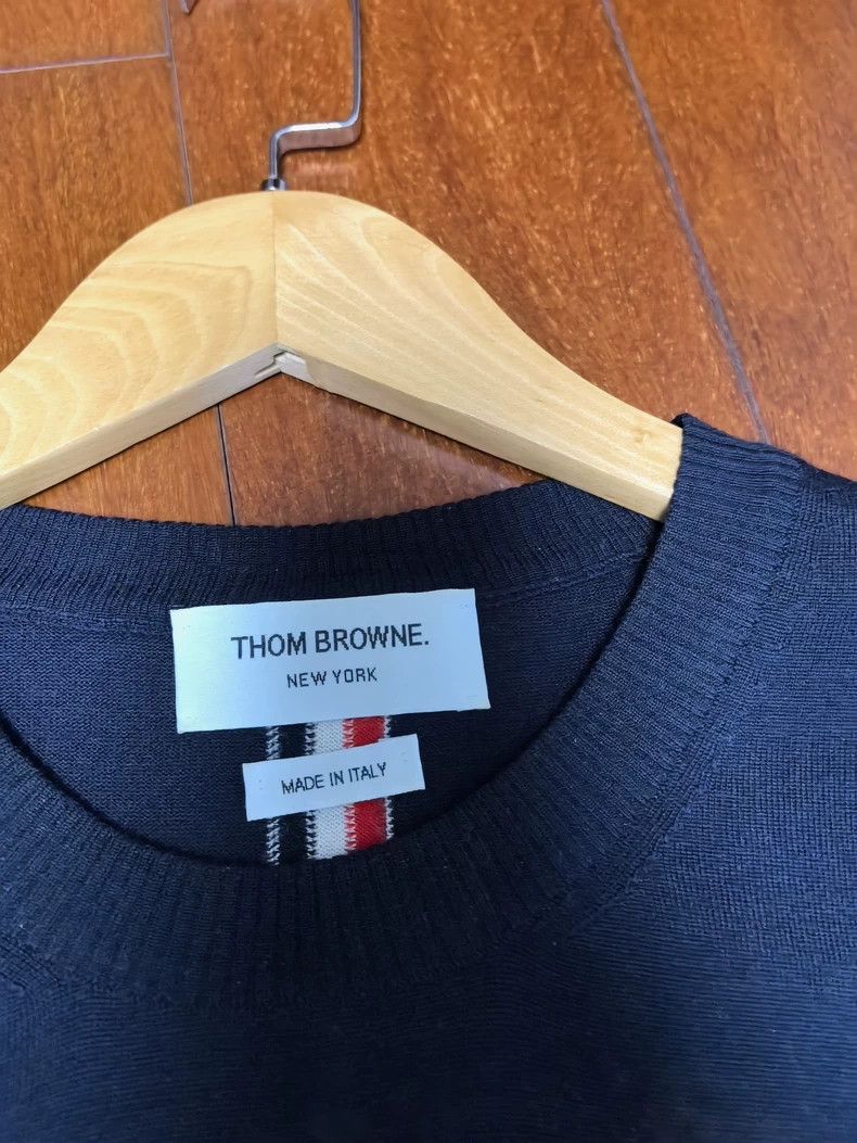 Thom Browne Thom Browne size4 A striped wool sweater with a ribbon on t Size US XL / EU 56 / 4 - 6 Thumbnail