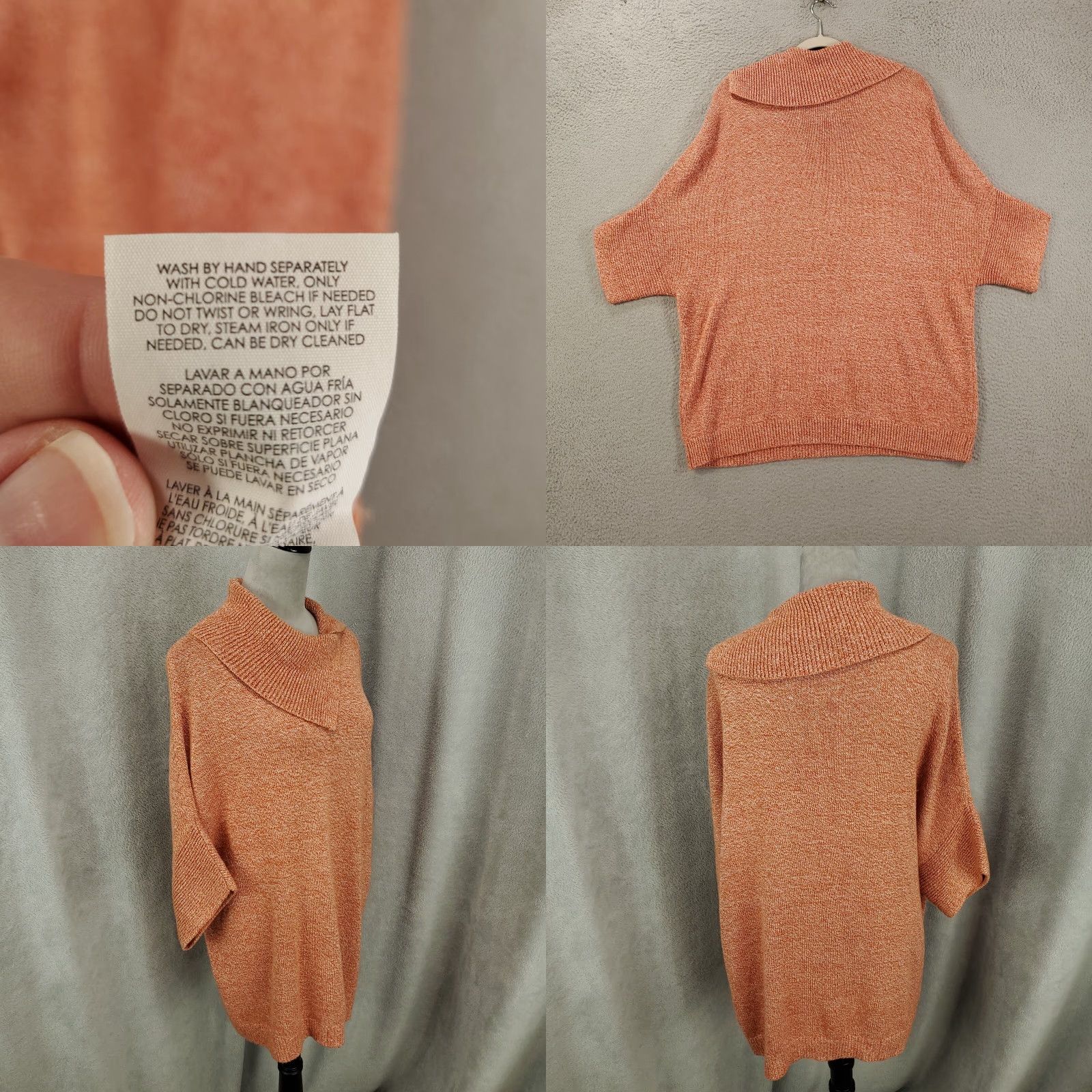 Vintage Cabi Oversized Sweater Medium Orange Knit Cowl Neck Shawl Asymmetric Speckled Womens Size M / US 6-8 / IT 42-44 - 8 Thumbnail
