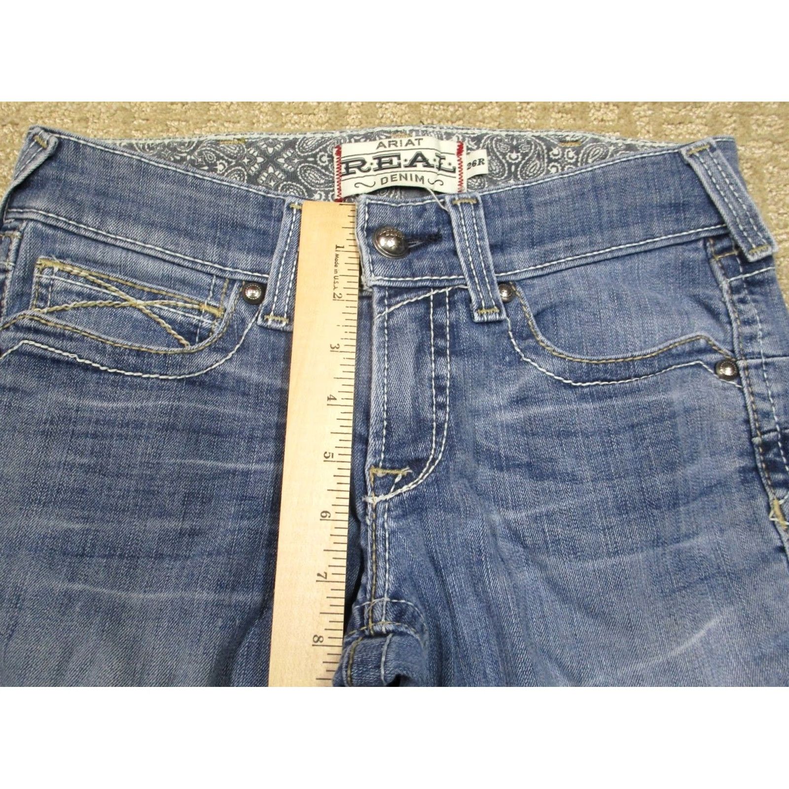 Ariat Ariat Jeans Women 26 Light Wash Blue Bootcut Western Denim 5-Pocket Regular Rise Low Rise 32in Inseam Logo Cowboy Southwestern Mens Womens Girls Boys Size 26" / US 2 / IT 38 - 7 Thumbnail