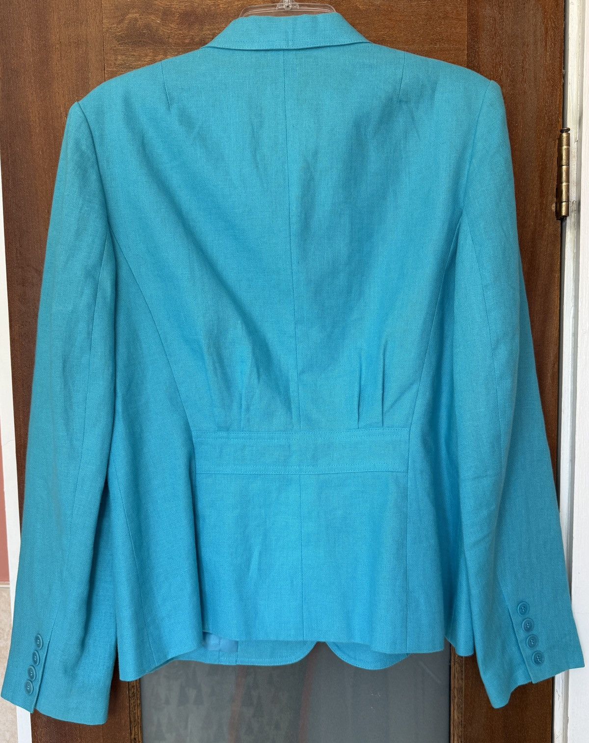 Talbots Talbot Woman Bright Azure Blue Irish Linen Blazer 8 LONG Size M / US 6-8 / IT 42-44 - 7 Thumbnail