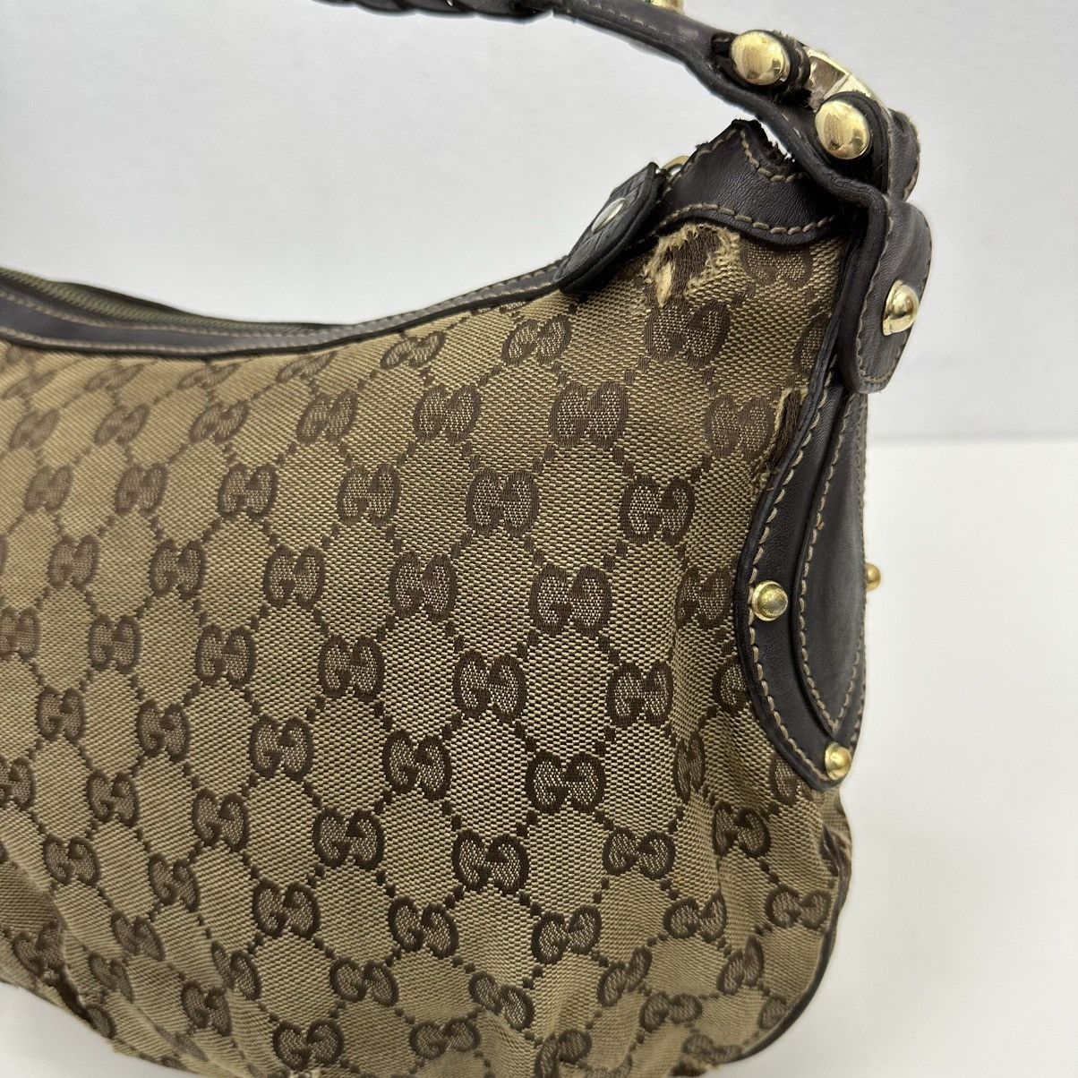 Gucci ‼️LASTDROP‼️ AUTHENTIC GUCCI GG MONOGRAM STUDDED HOBO BAG Size ONE SIZE - 11 Thumbnail