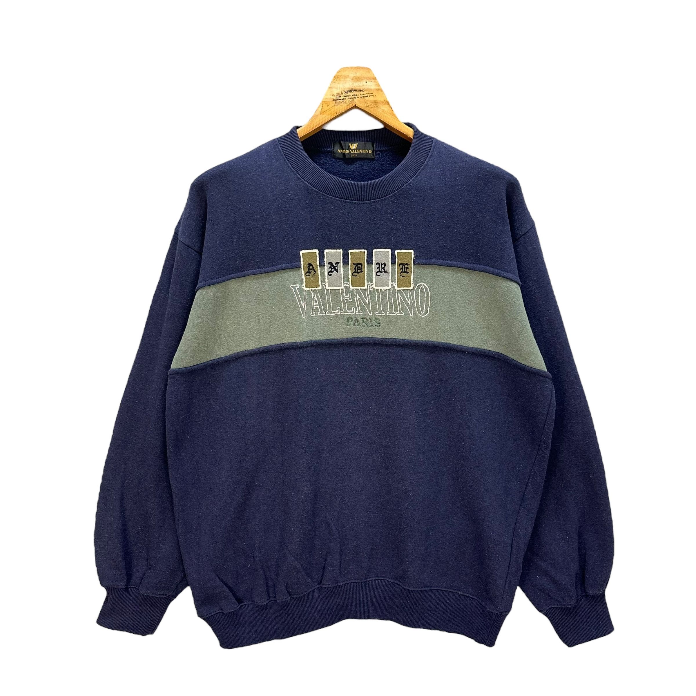 Vintage ANDRE VALENTINO PARIS EMBROIDERY LOGO SWEATSHIRTS #8906-037 Size US L / EU 52-54 / 3 - 1 Thumbnail