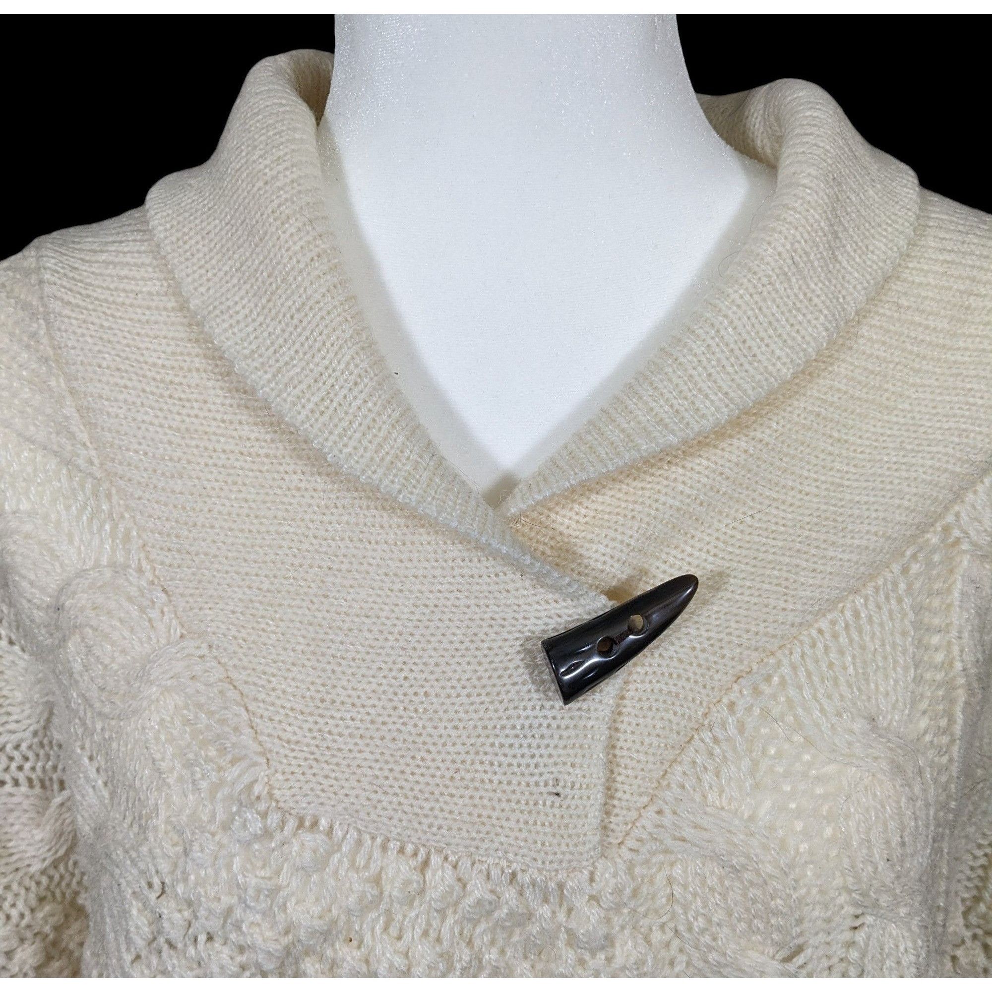 Other Retro Boho Chic Cream Knit Asymmetrical Poncho Size M / US 6-8 / IT 42-44 - 4 Thumbnail