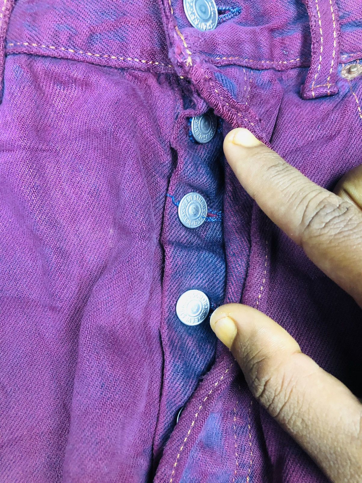 Levi's VINTAGE Levi's 501 USA Purple/Maroon Denim Button Fly (38) Size US 33 - 8 Thumbnail