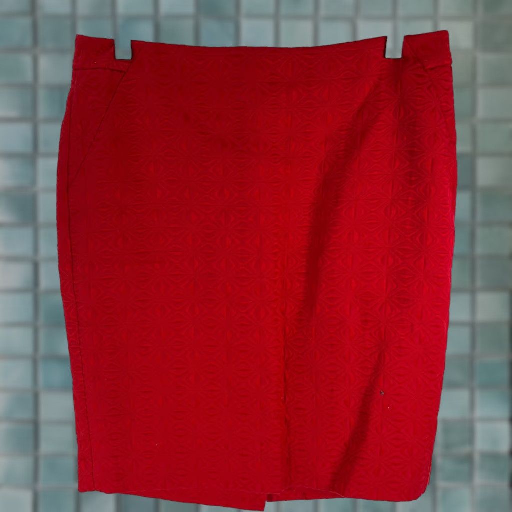 Vintage The Limited Womens Geometric Red Pencil Skirt Sz 10 32X20 Lined Zip Casual Party/Cocktail Vintage No Size 32" / US 10 / IT 46 - 1 Thumbnail