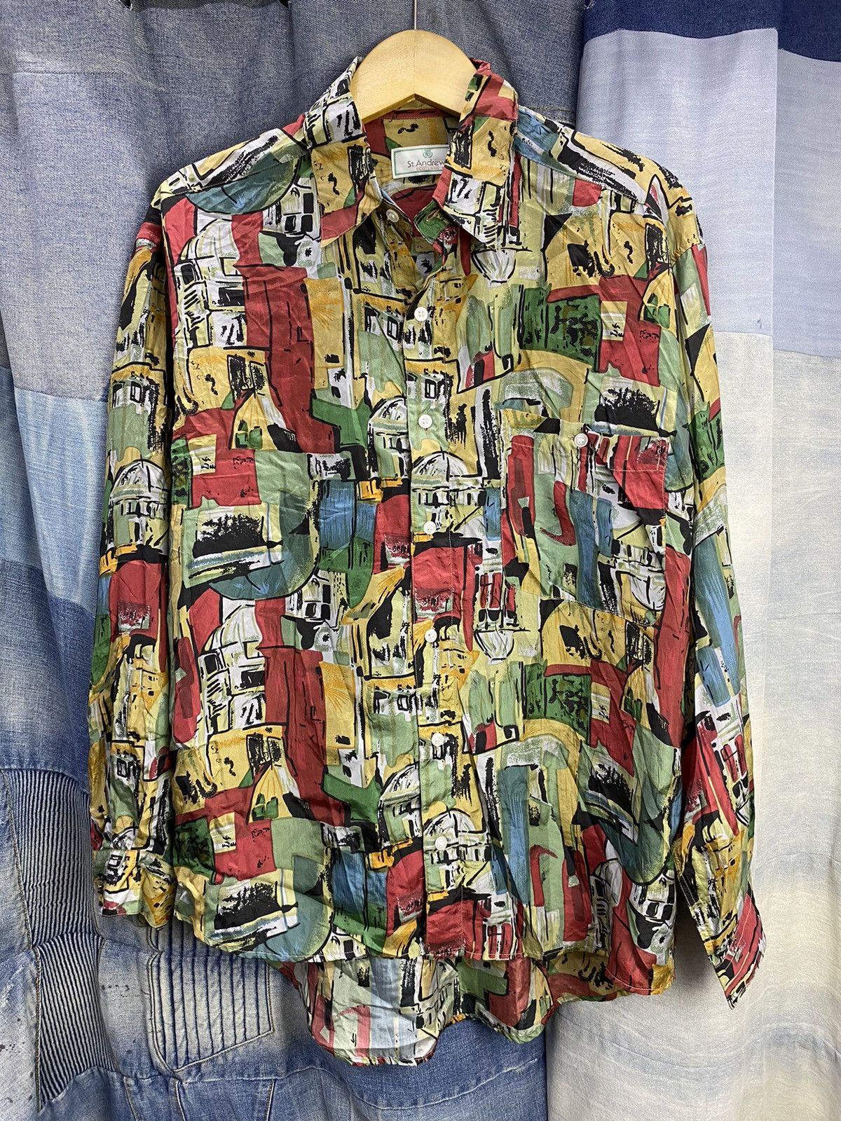 Designer × Vintage Vintage silk shirt st Andrews Size US L / EU 52-54 / 3 - 1 Thumbnail