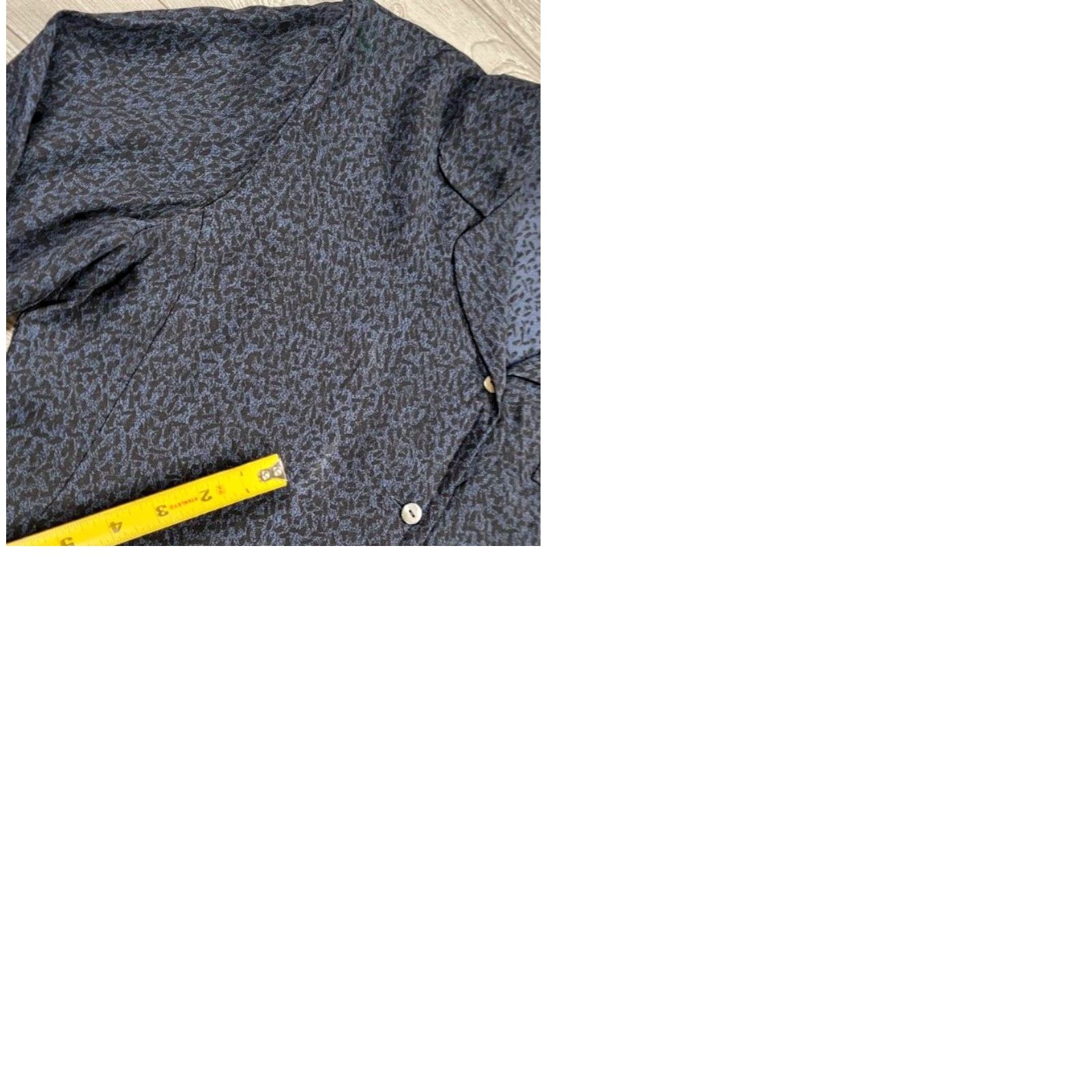 Zanella Zanella Women Button Up Top 10 Blue Black Cheetah Print Sheer Long Sleeve Italy Shirt Adult 10 Blue Black Cheetah Print Button-Up Zanella Women Size L / US 10 / IT 46 - 9 Thumbnail