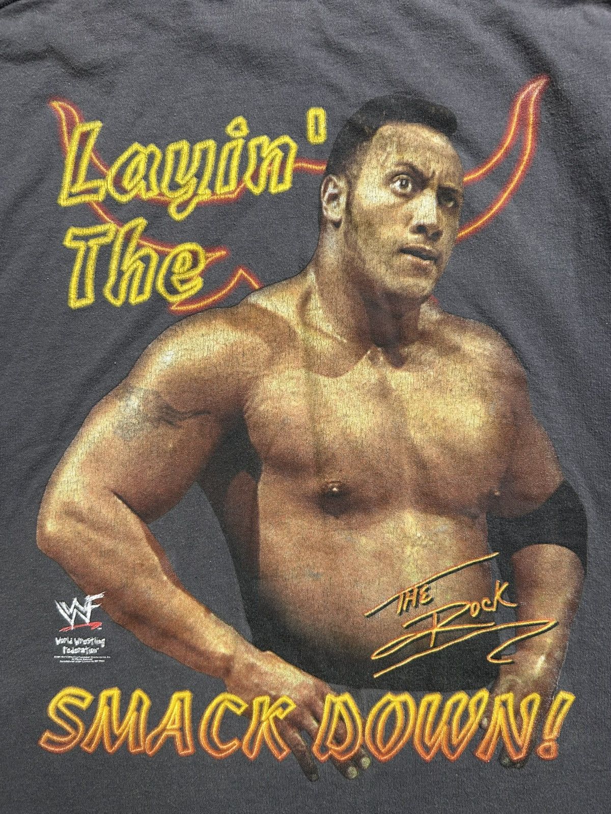 WWE Vintage 90s The Rock Layin the Smack Down WWE Wrestling Tee Size US XL / EU 56 / 4 - 3 Thumbnail