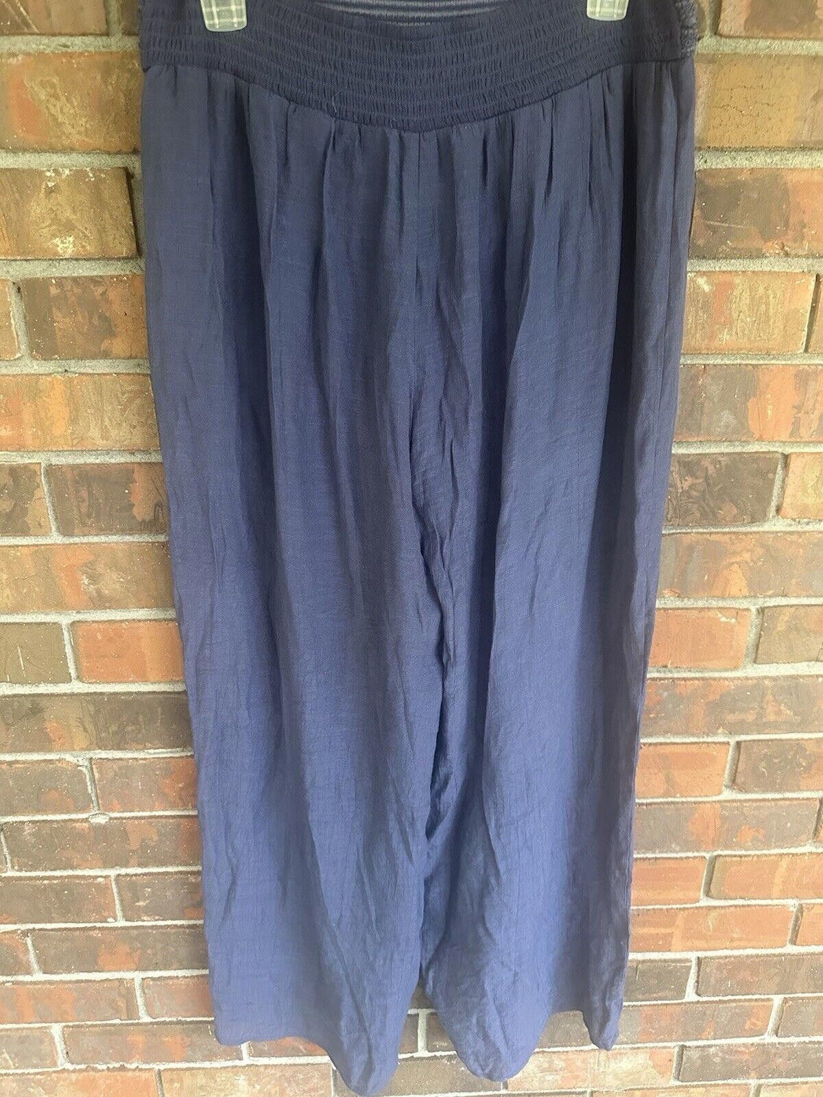 Designer wide leg gauze pants womens Large Blue Boho Size 36" / US 14 / IT 50 - 5 Thumbnail