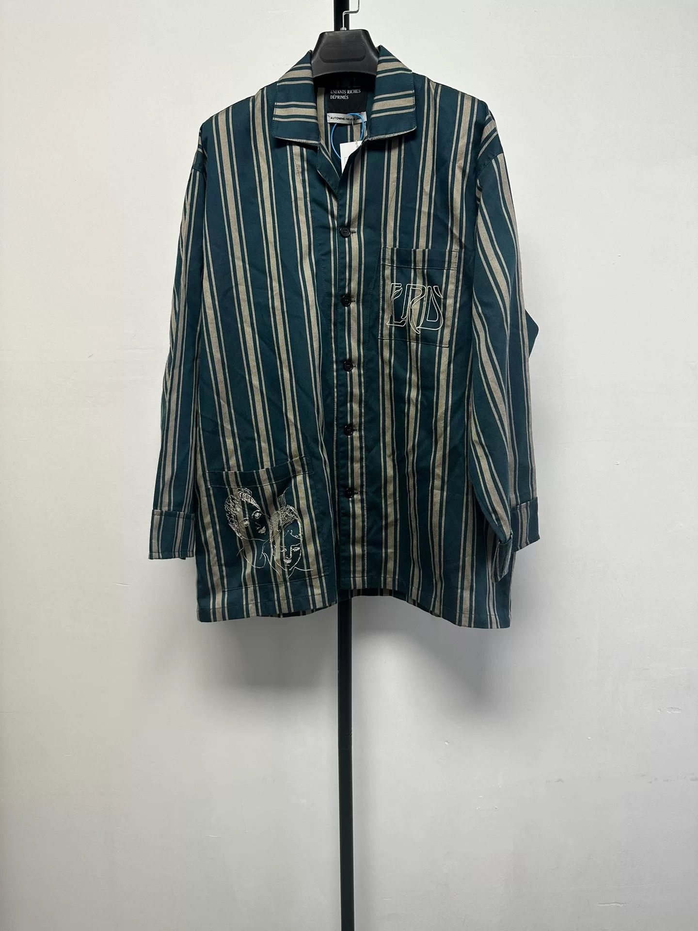 Enfants Riches Deprimes ENFANTSRICHESDEPRIMES Striped Collared Shirt Size US L / EU 52-54 / 3 - 1 Thumbnail
