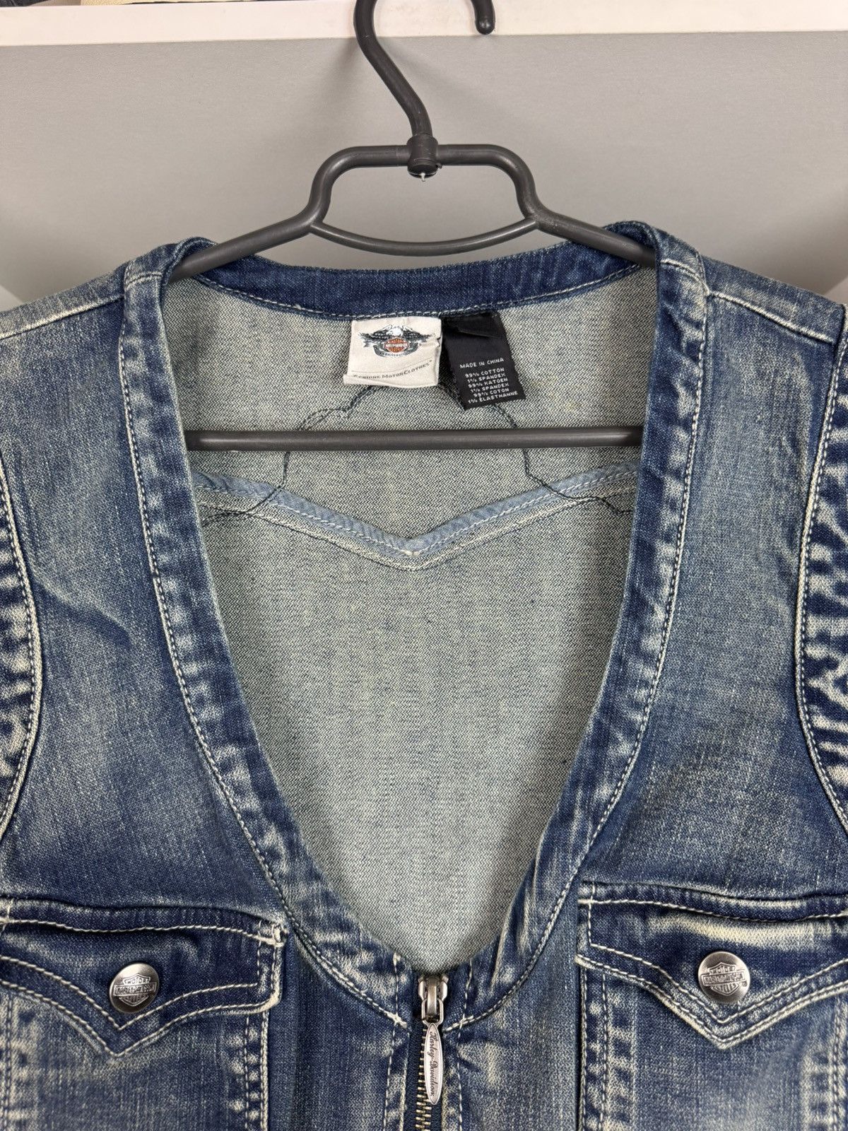 Harley Davidson Y2K Harley Davidson Women's Embellished Graphic Denim Vest Size M / US 6-8 / IT 42-44 - 13 Thumbnail