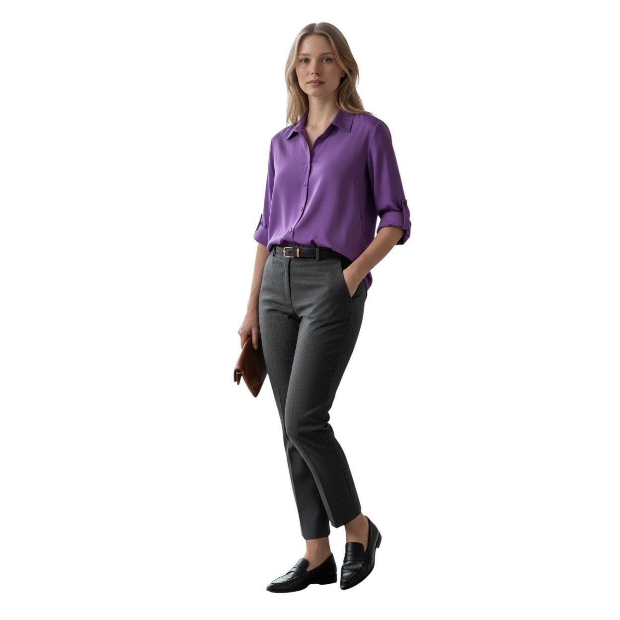 LOUBEN Louben 100% silk violet blouse Made in Canada NWT Size L / US 10 / IT 46 - 2 Thumbnail