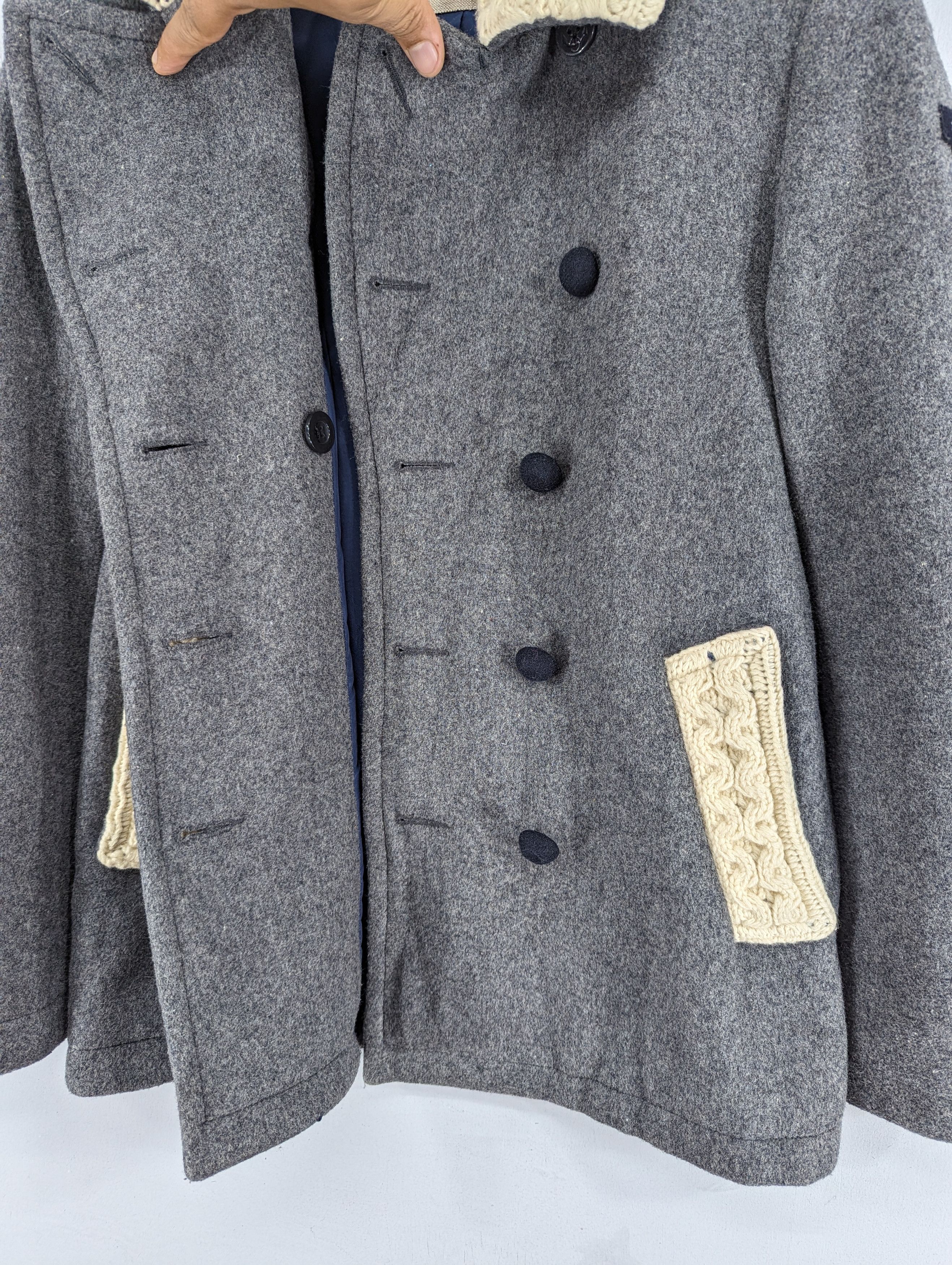 Designer Blanc Basque Wool/Cable Knit Double Breasted Coat Jacket Size XS / US 0-2 / IT 36-38 - 8 Thumbnail