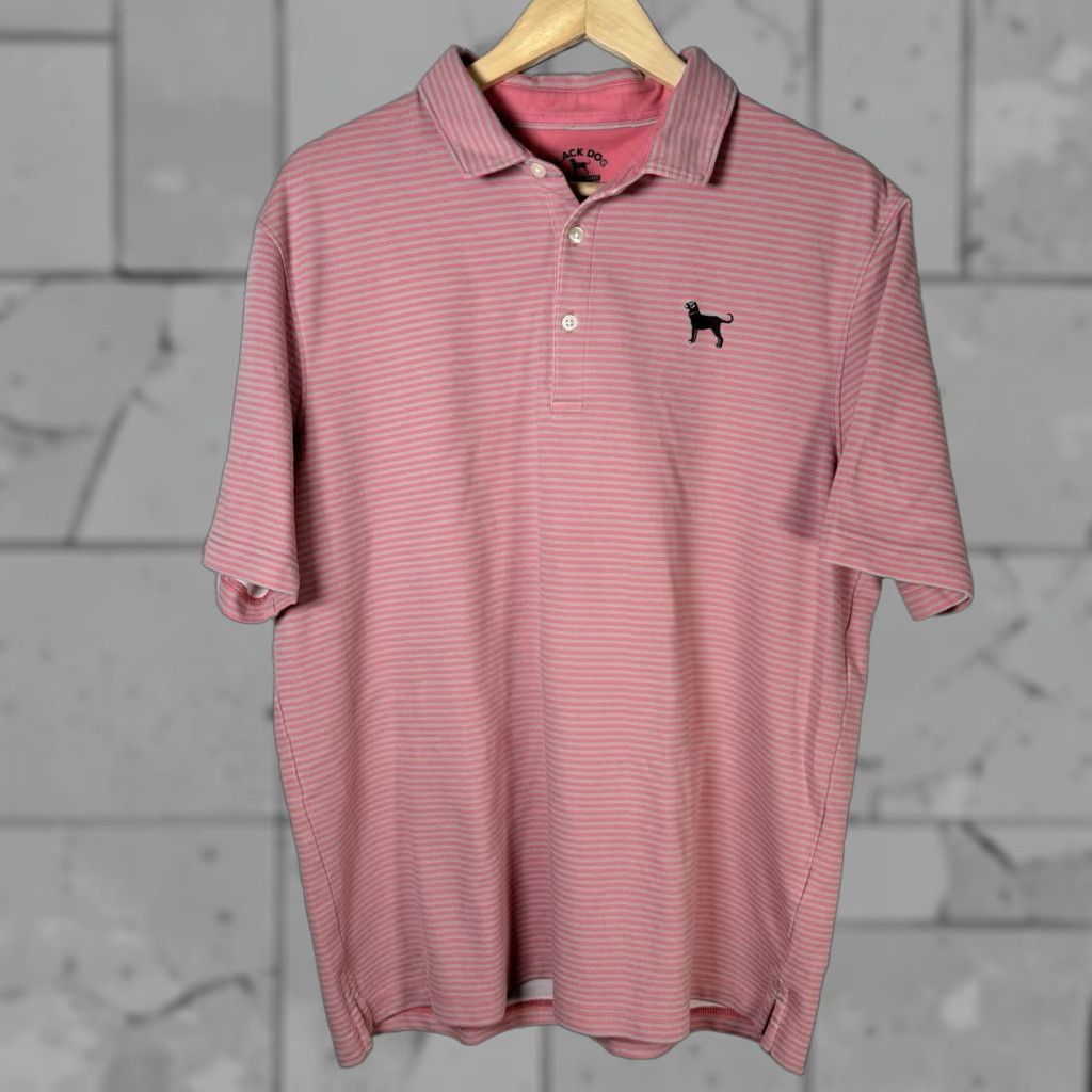 Vintage VINTAGE The Black Dog Pink Striped Polo Shirt Men Large Dog Theme Casual Size US L / EU 52-54 / 3 - 1 Thumbnail