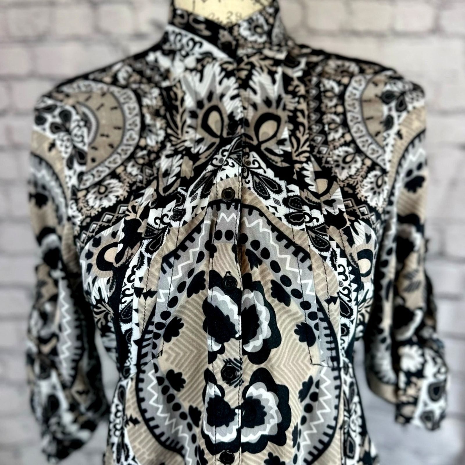 Other Paisley Shirt/Dress Chinese Collar Ties Under Bust Brown L Size L / US 10 / IT 46 - 9 Thumbnail