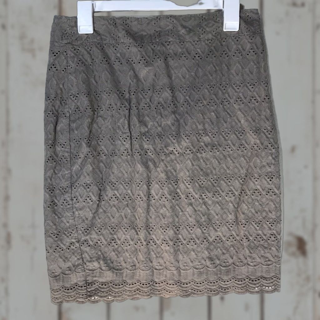 Anne Klein Anne Klein Women’s Knee Length Pencil Skirt Size 6 Taupe Floral Embroidered Crochet Business Casual Size 28" / US 6 / IT 42 - 1 Thumbnail