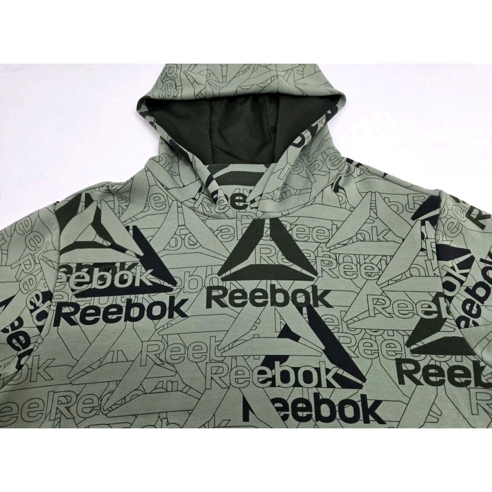 Reebok Reebok Mens Hoodie Long Sleeve Green/Black Pullover Kangaroo Pocket Logo Graphic Print Size L Size US L / EU 52-54 / 3 - 4 Thumbnail