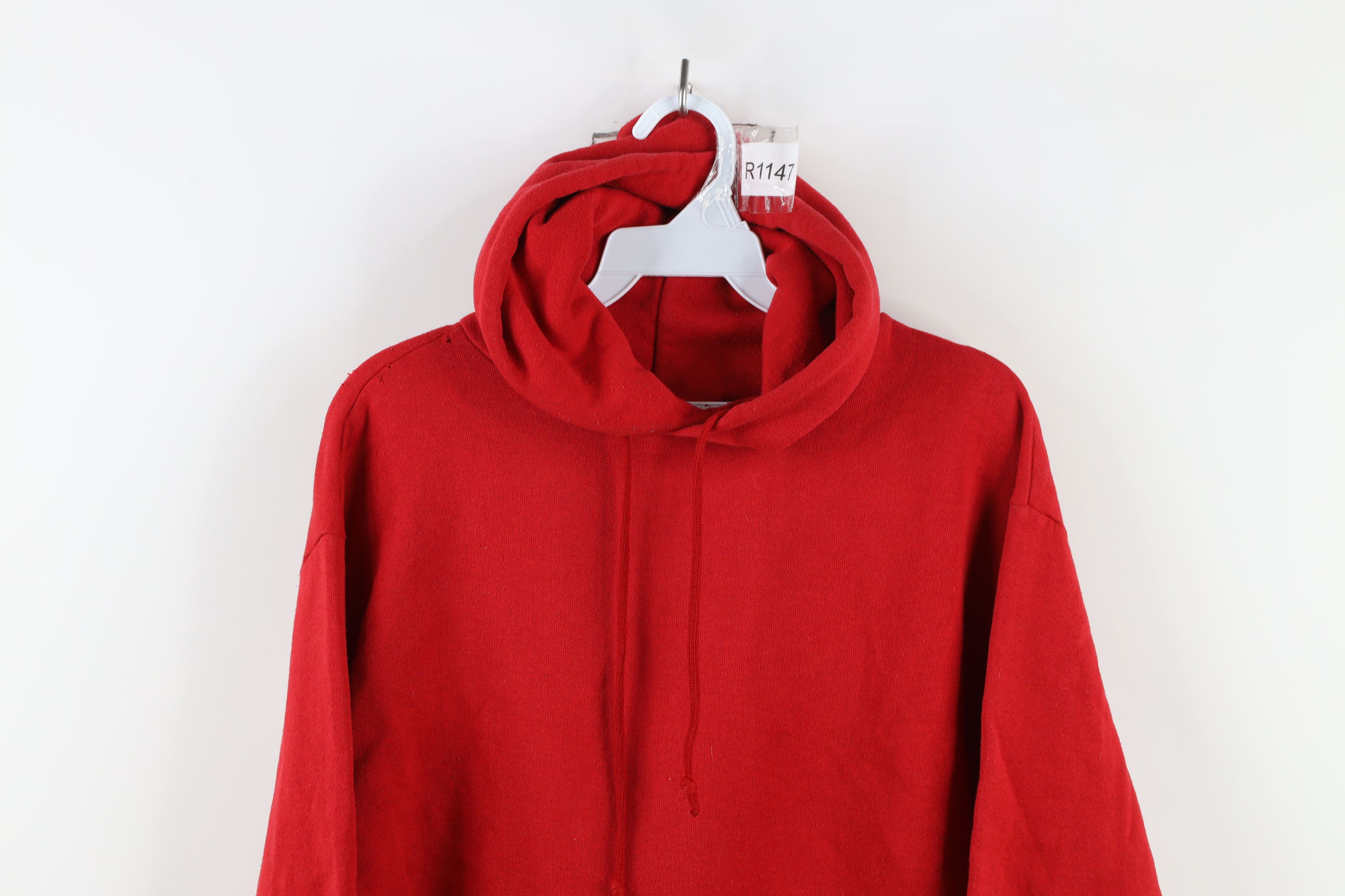 Vintage Vintage 90s Streetwear Blank Hoodie Sweatshirt Red USA Size US L / EU 52-54 / 3 - 2 Thumbnail