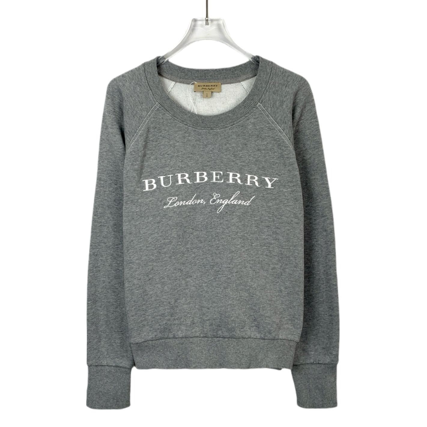Burberry Burberry Grey Logo Embroidery Crewneck Cotton Sweatshirt (Si Size L / US 10 / IT 46 - 1 Thumbnail