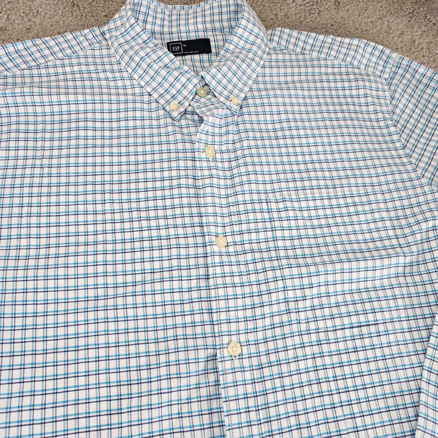Gap GAP Shirt Mens XL Blue White Check Knit Button Up Long Sleeve Cotton Size US XL / EU 56 / 4 - 3 Thumbnail