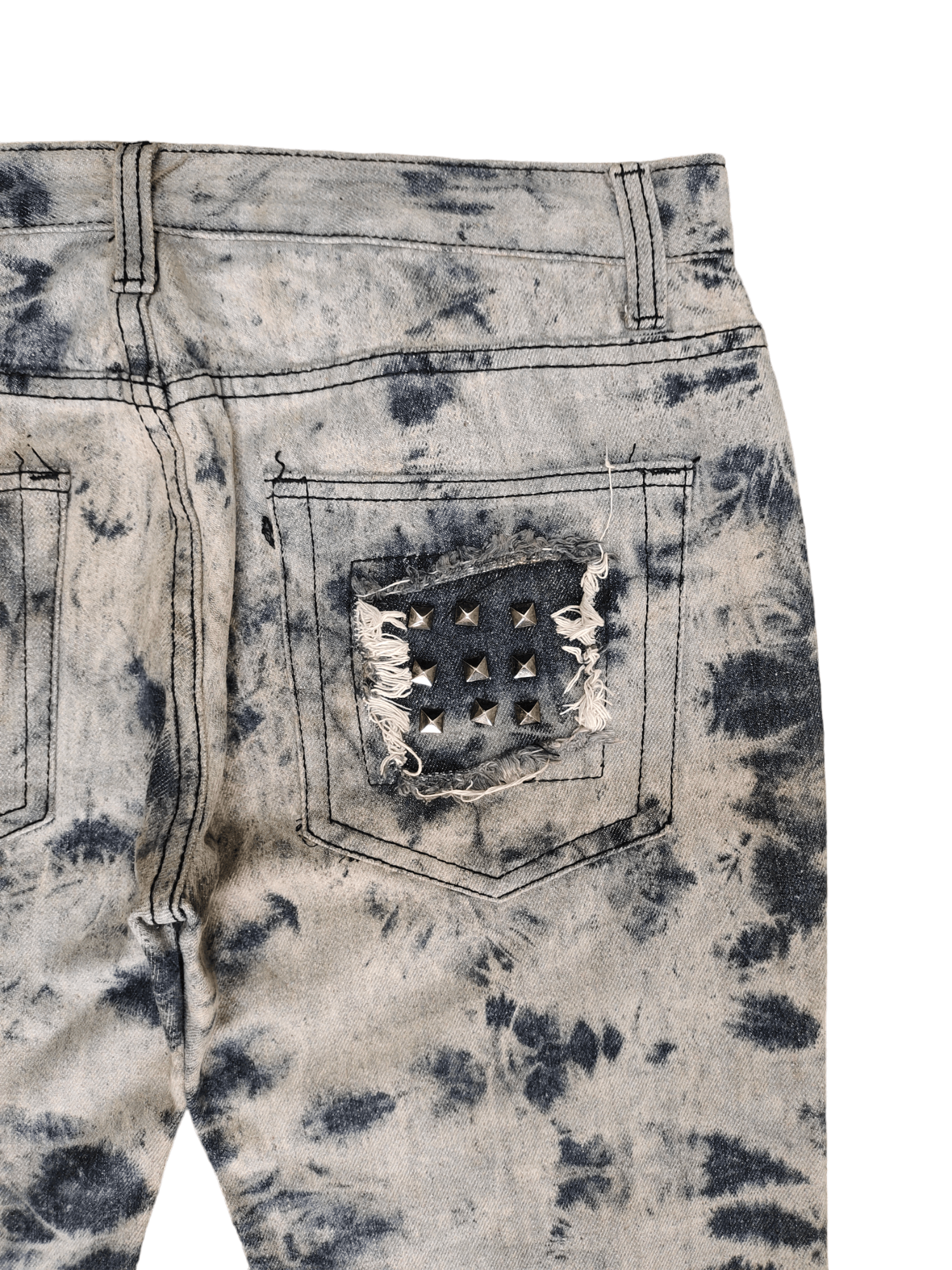 Share Spirit Homme Berning Sho Bleach Wash Distressed Denim Pants Punk Gothic Size US 33 - 11 Thumbnail