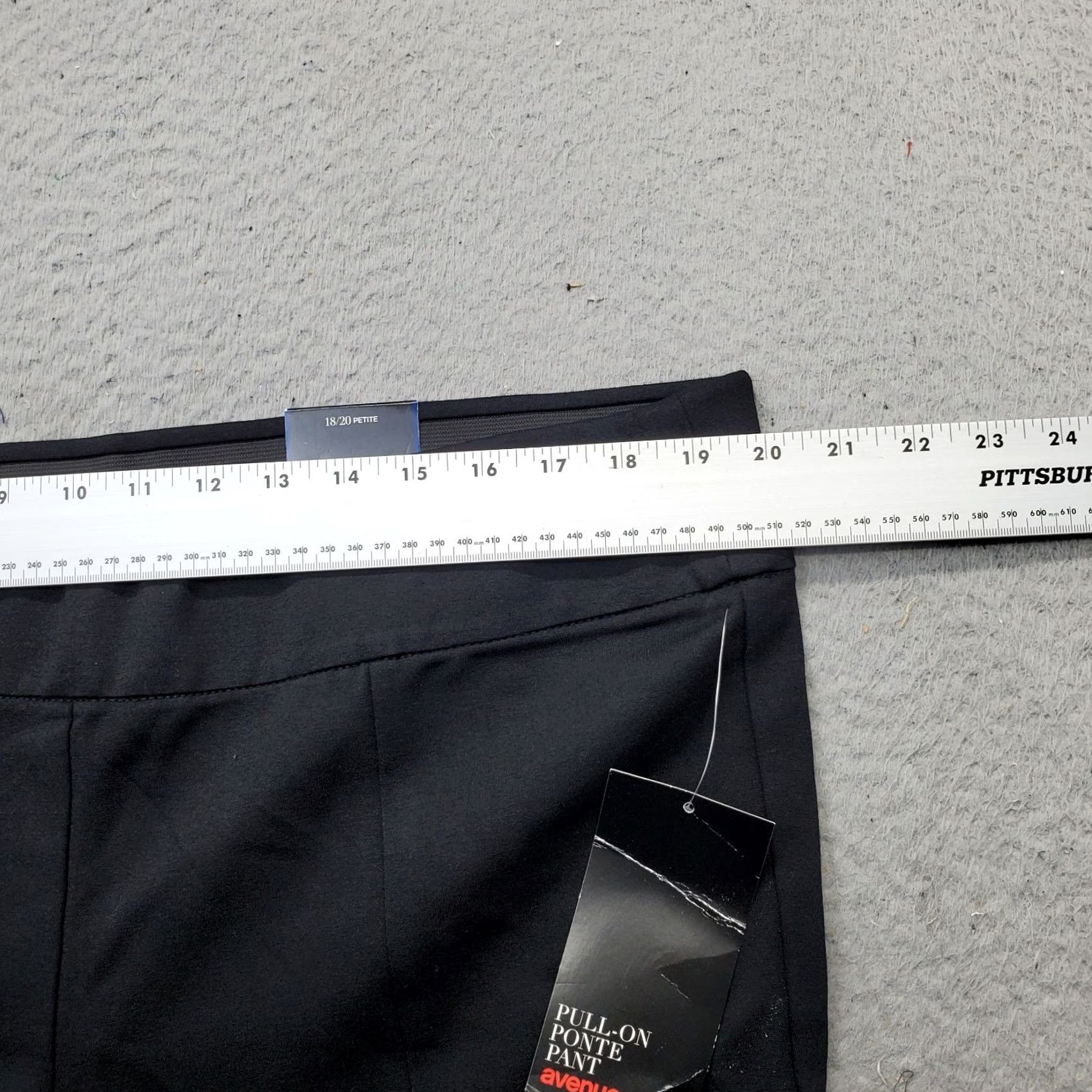Avenue Avenue Womens Petites 18/20 Black Ponte Pants Stretch Casual Straight Leg Pull On Size 18/20 Size 40" / US 18 - 6 Thumbnail