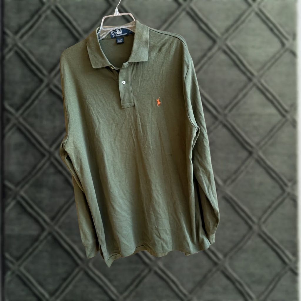 Ralph Lauren VINTAGE Polo Ralph Lauren Shirt Men Large Green Orange Pony Polo Collared Sweater Zip Crewneck Ski Preppy Size US L / EU 52-54 / 3 - 1 Thumbnail