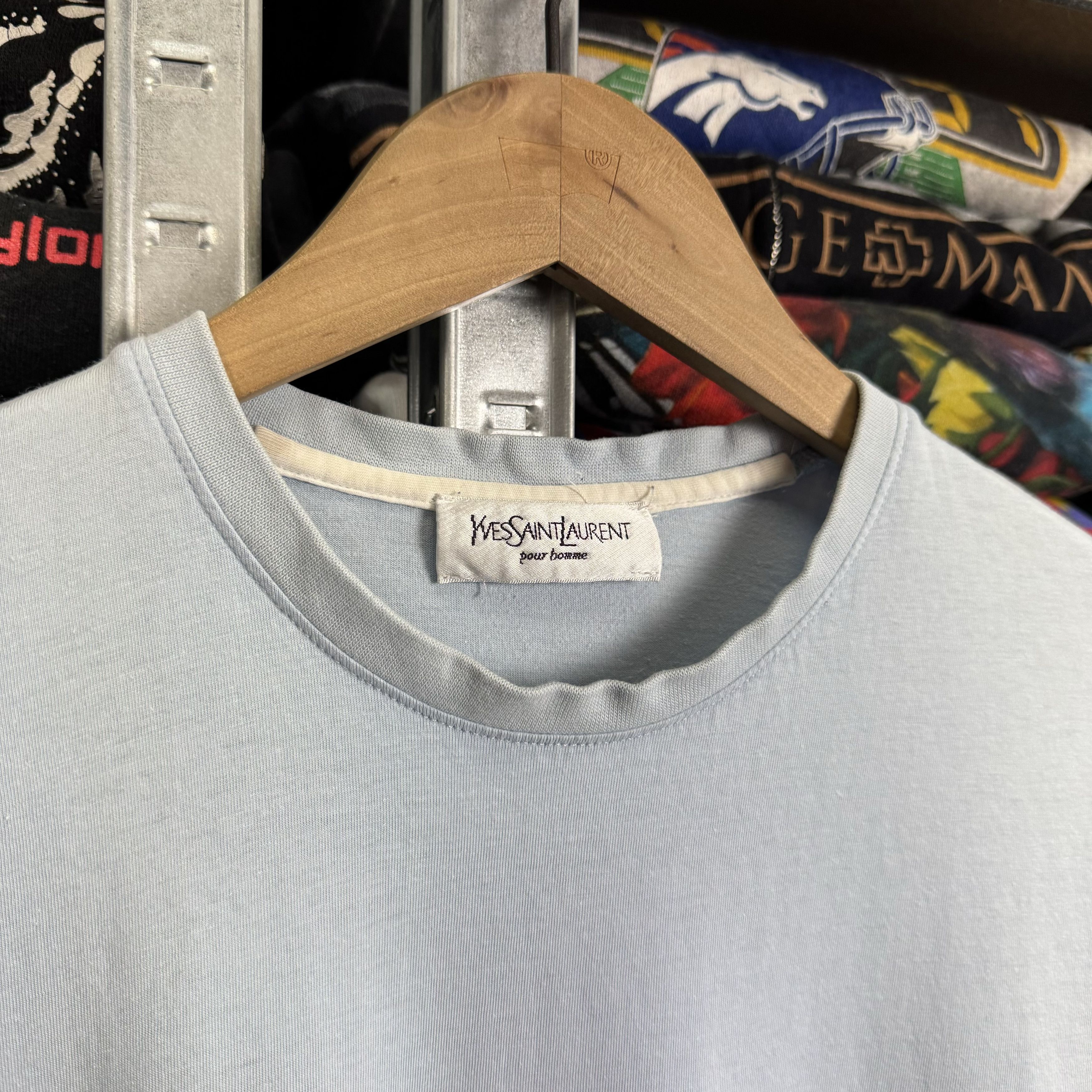 Vintage × Yves Saint Laurent YVES SAINT LAURENT YSL SPELLOUT BIG LOGO BLUE T-SHIRT ~M Size US M / EU 48-50 / 2 - 4 Thumbnail