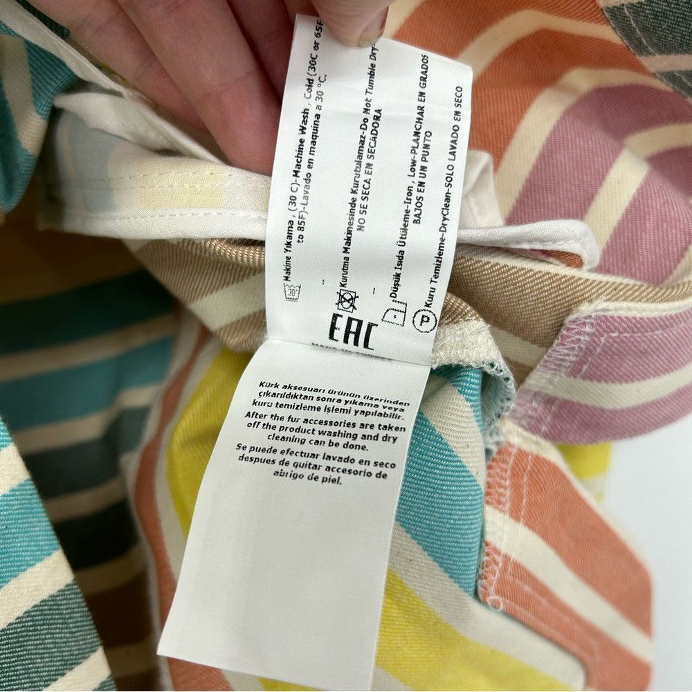 NOCTURNE NOCTURNE PRINTED DENIM JACKET STRIPED RAINBOW WOMENS SIZE XS Size XS / US 0-2 / IT 36-38 - 16 Thumbnail