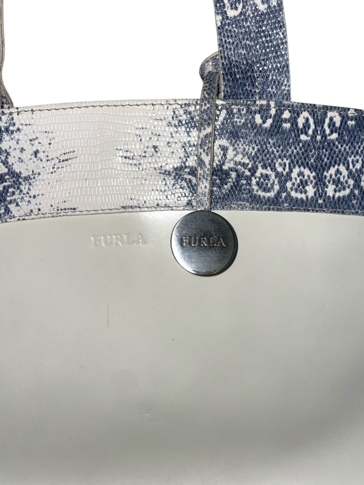Furla FURLA Tote White Design Leather Shoulder Hand Bag Purse Size ONE SIZE - 3 Thumbnail