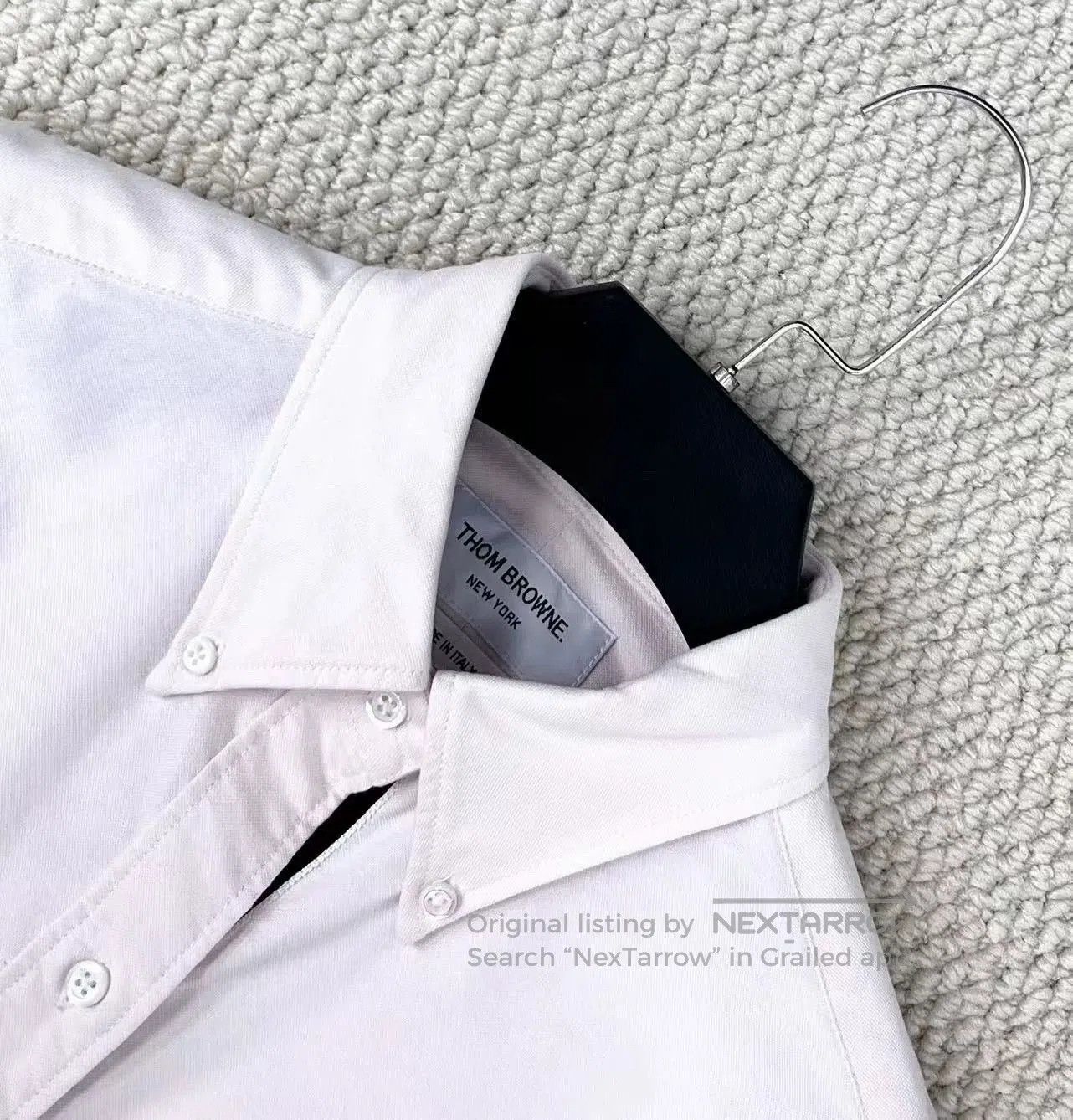 Thom Browne Light Pink Oxford Shirt with Striped Pocket. Size US S / EU 44-46 / 1 - 3 Thumbnail
