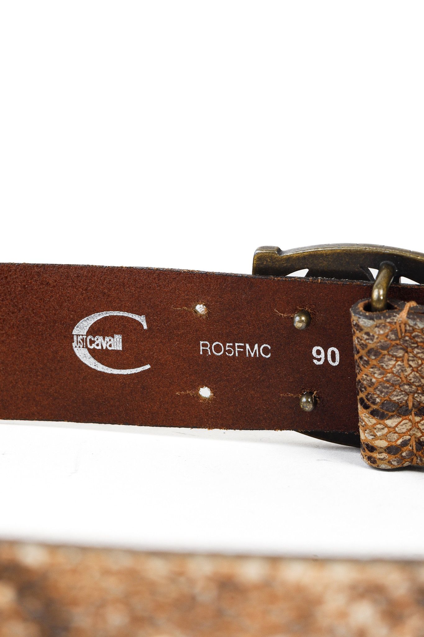 Just Cavalli Just Cavalli Brown Snakeskin-Texture Logo-Buckle Belt Size ONE SIZE - 5 Thumbnail