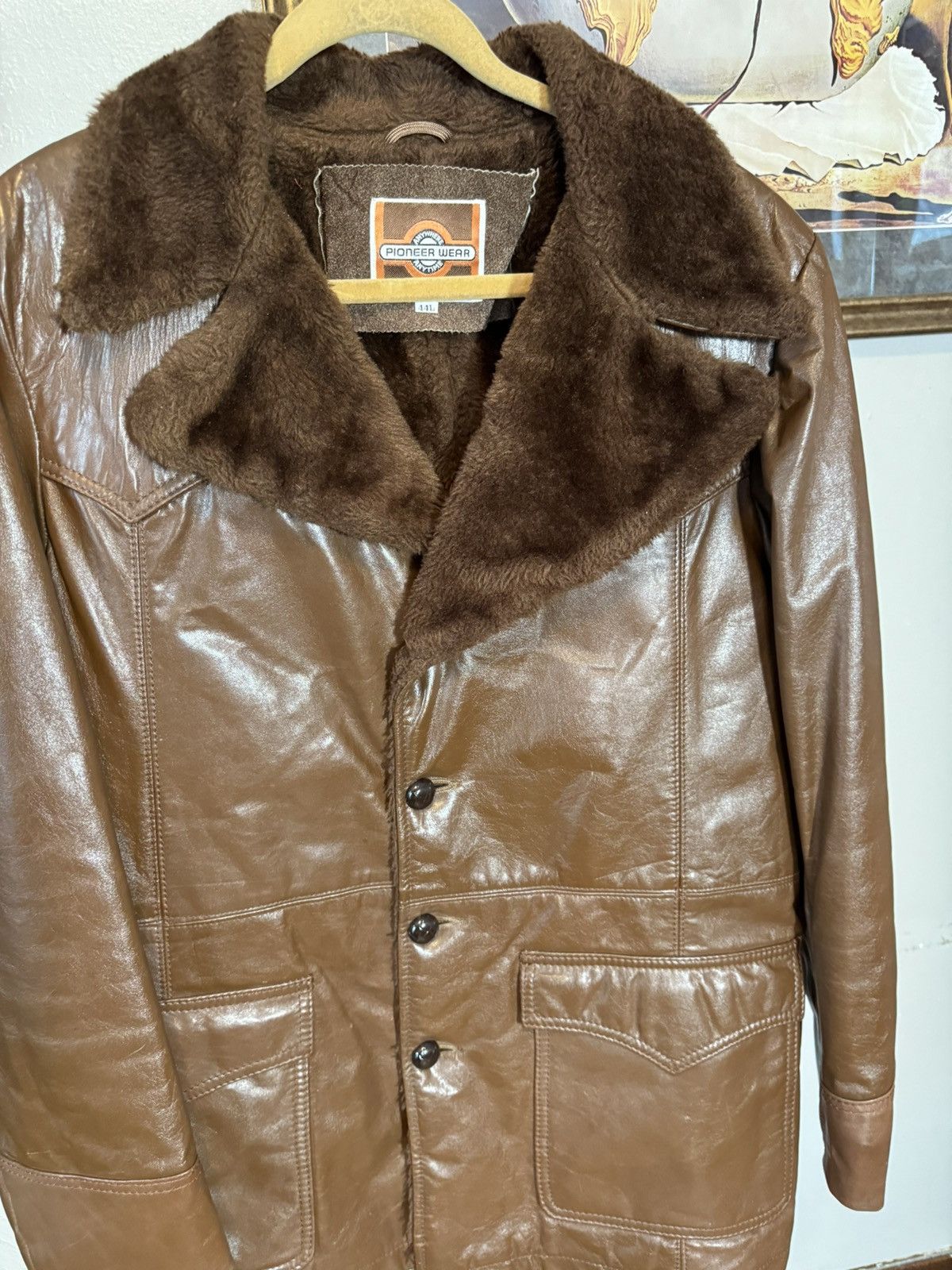 Vintage Pioneer Wear USA Vintage Leather Sherpa Style Western Jacket Size US L / EU 52-54 / 3 - 6 Thumbnail