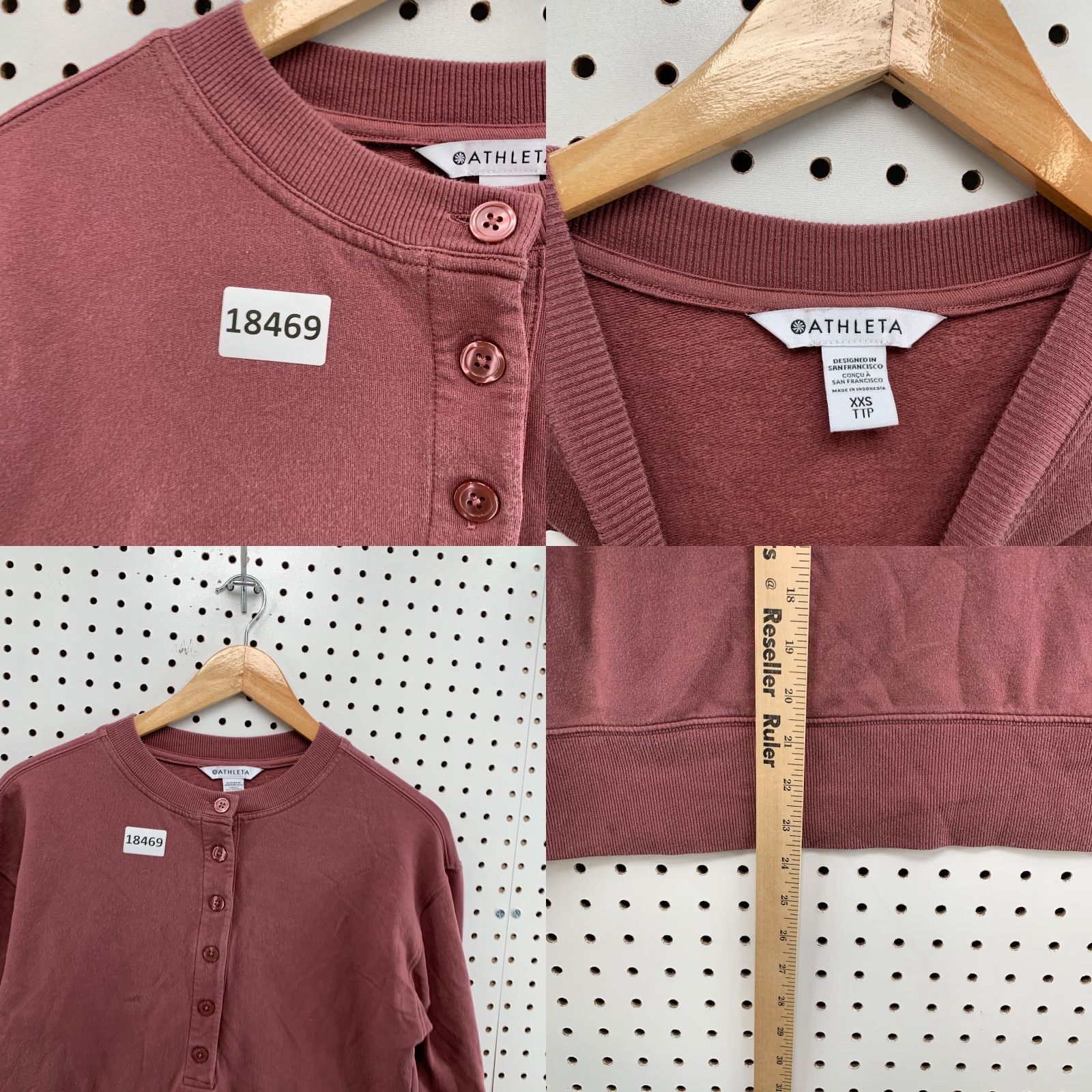 Athleta VINTAGE Athleta Sweatshirt Shirt Womens 2XS Red Long Sleeve Henley Pullover Button 19X24 Womens Size XXS / US 00 / IT 34 - 8 Thumbnail