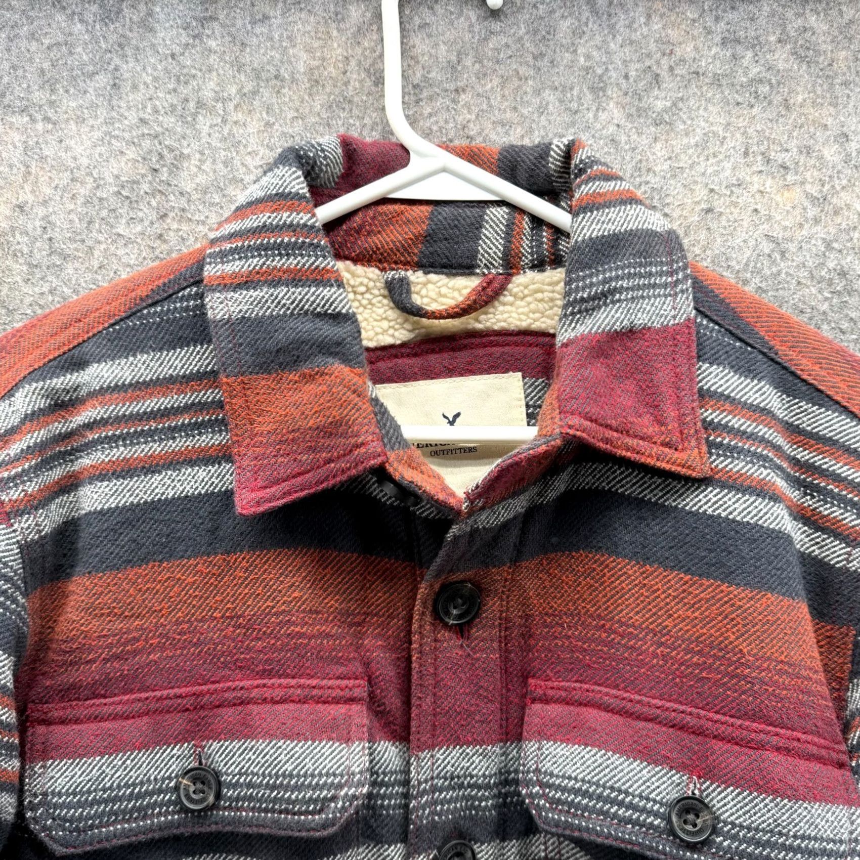 American Eagle Outfitters VINTAGE American Eagle Outfitters Shirt Jacket Men L Red Plaid Flannel Sherpa Lined Warm долг Size US L / EU 52-54 / 3 - 5 Thumbnail