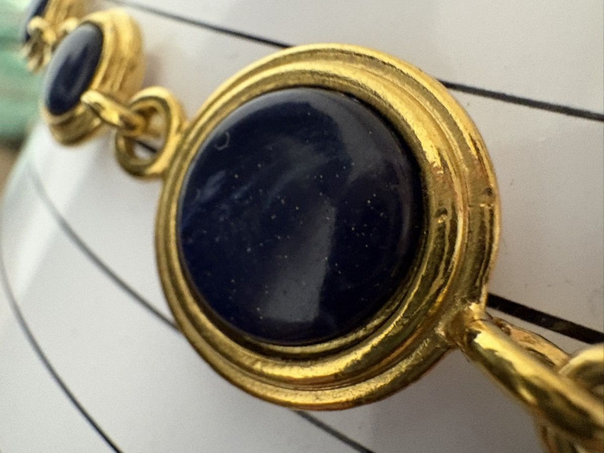 Lauren Conrad Gold Tone Reversible Statement Necklace Blue White Cabochon Size ONE SIZE - 4 Thumbnail