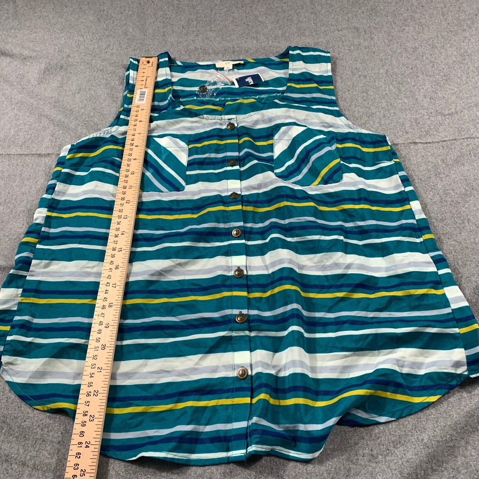 Other EDGE Top Womens Large Blue Stripe Sleeveless Summer Shirt Size L / US 10 / IT 46 - 6 Thumbnail