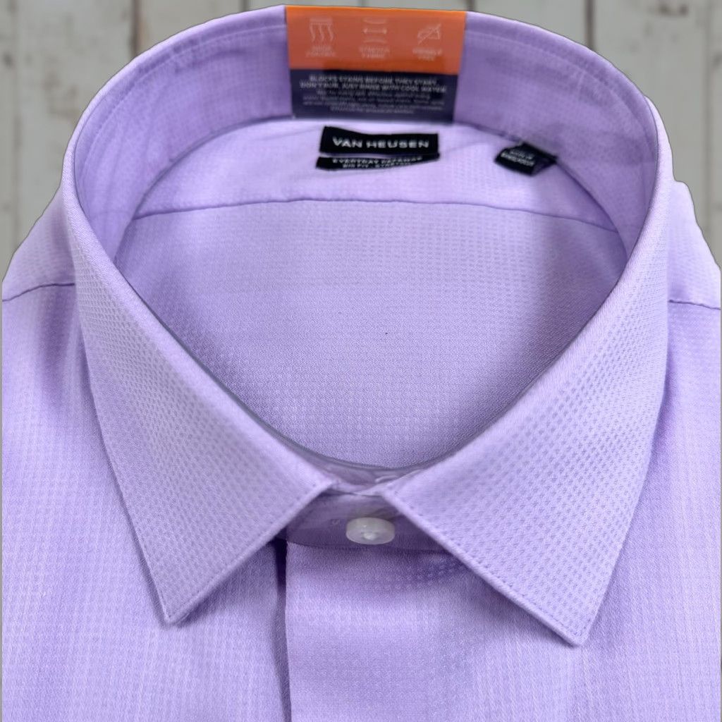 Van Heusen Van Heusen Shirt Mens 2XL Lavender Purple Button Up Dress Shirt Big & Tall Stretch Wrinkle Resistant Easy Care Long Sleeve Size US XXL / EU 58 / 5 - 1 Thumbnail