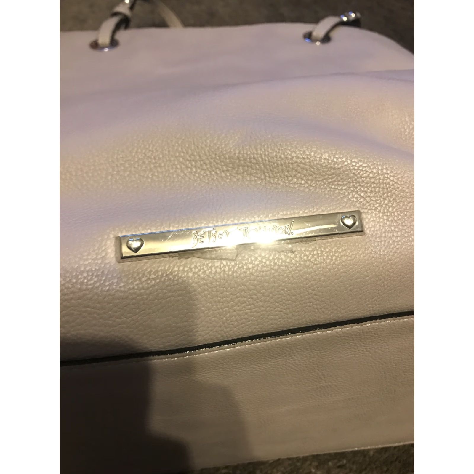 Betsey Johnson Betsey Johnson Purse Large Shoulder Bag Faux Leather Light Gray Women Large Size ONE SIZE - 3 Thumbnail