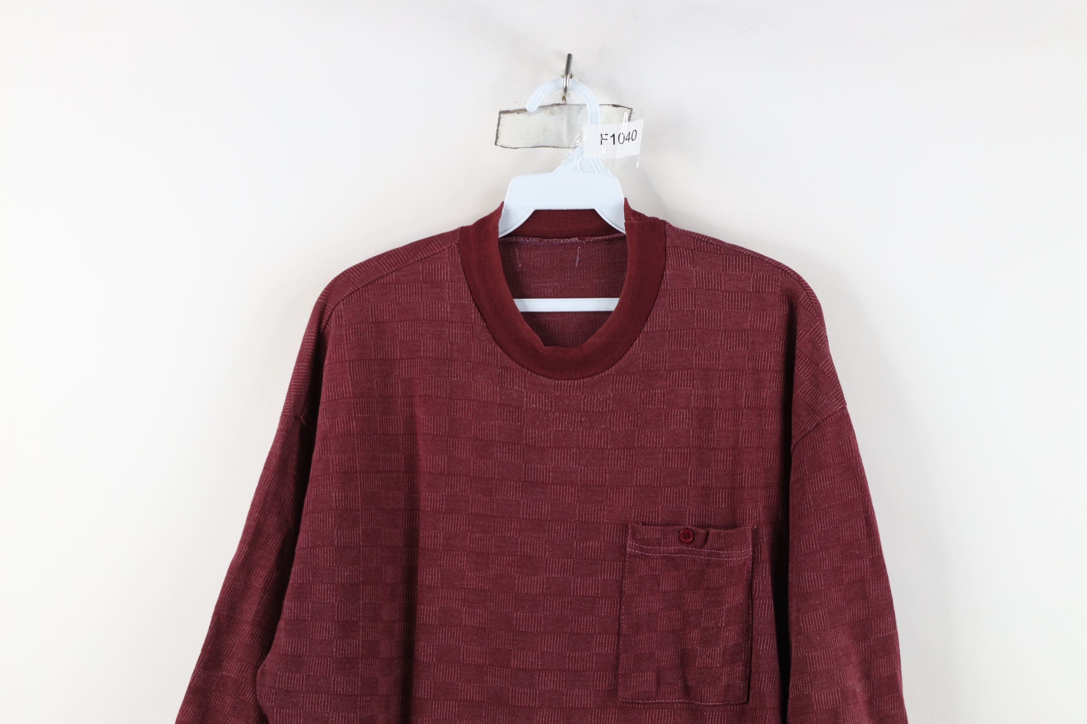 Vintage Vintage 90s Streetwear Checkered Knit Pocket T-Shirt Red Size US XL / EU 56 / 4 - 2 Thumbnail