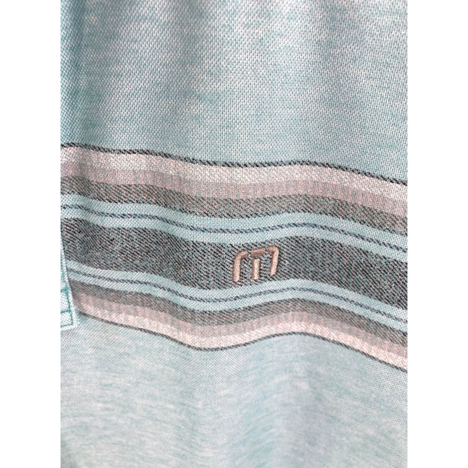 TravisMathew Travis Mathew Framingham Polo Shirt Mens M Green Striped Golf Performance Size US M / EU 48-50 / 2 - 6 Thumbnail
