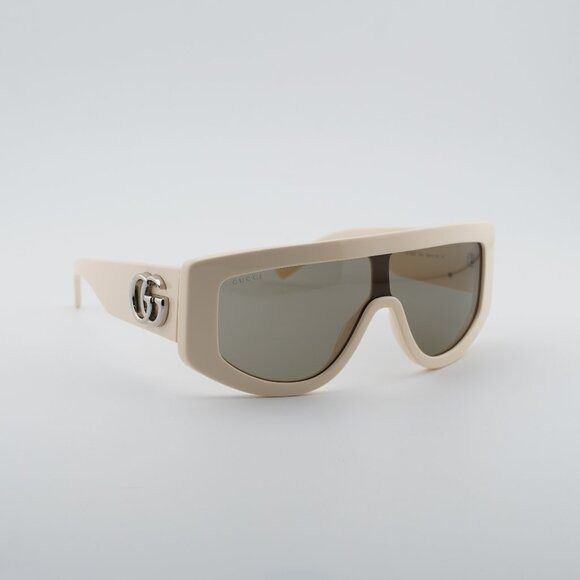 Gucci Gucci GG1950S 004 Sunglasses Ivory Shield Frame, Brown Lense Size ONE SIZE - 1 Thumbnail