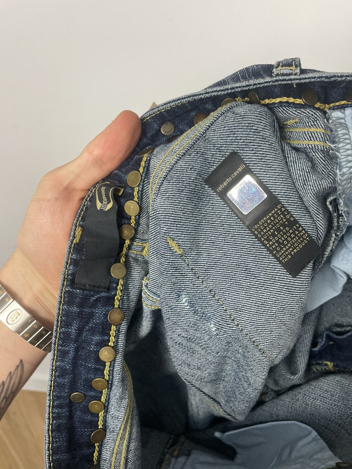 Roberto Cavalli 🔵flared fit denim jeans just cavalli vintage y2k avant garde Size 29" - 7 Thumbnail
