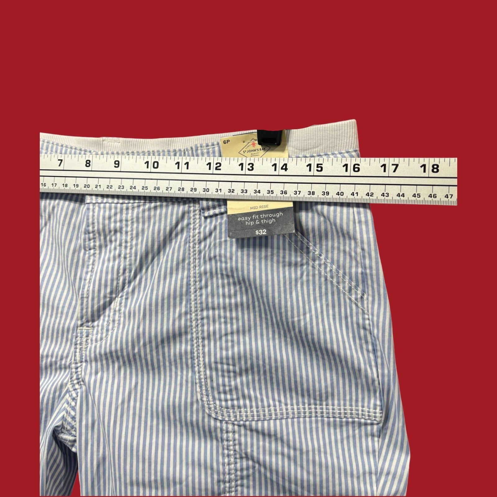 Other St John's Bay - Women's Mid-Rise Striped Cargo Bermuda Short Size 26" / US 2 / IT 38 - 5 Thumbnail