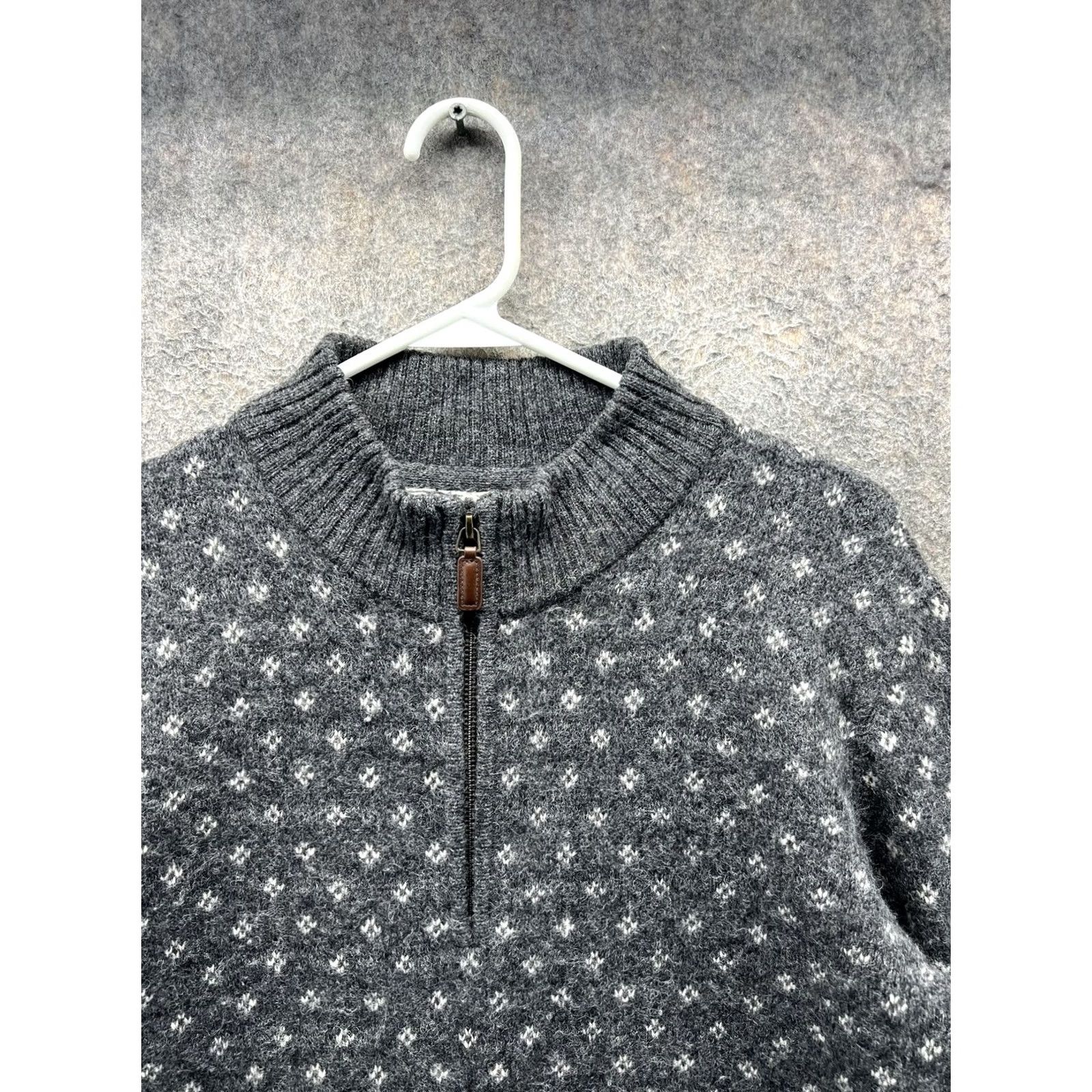 Abercrombie & Fitch Abercrombie & Fitch Sweater Mens M Gray 1/4 Zip Mock Neck Geometric Wool Size US M / EU 48-50 / 2 - 7 Thumbnail