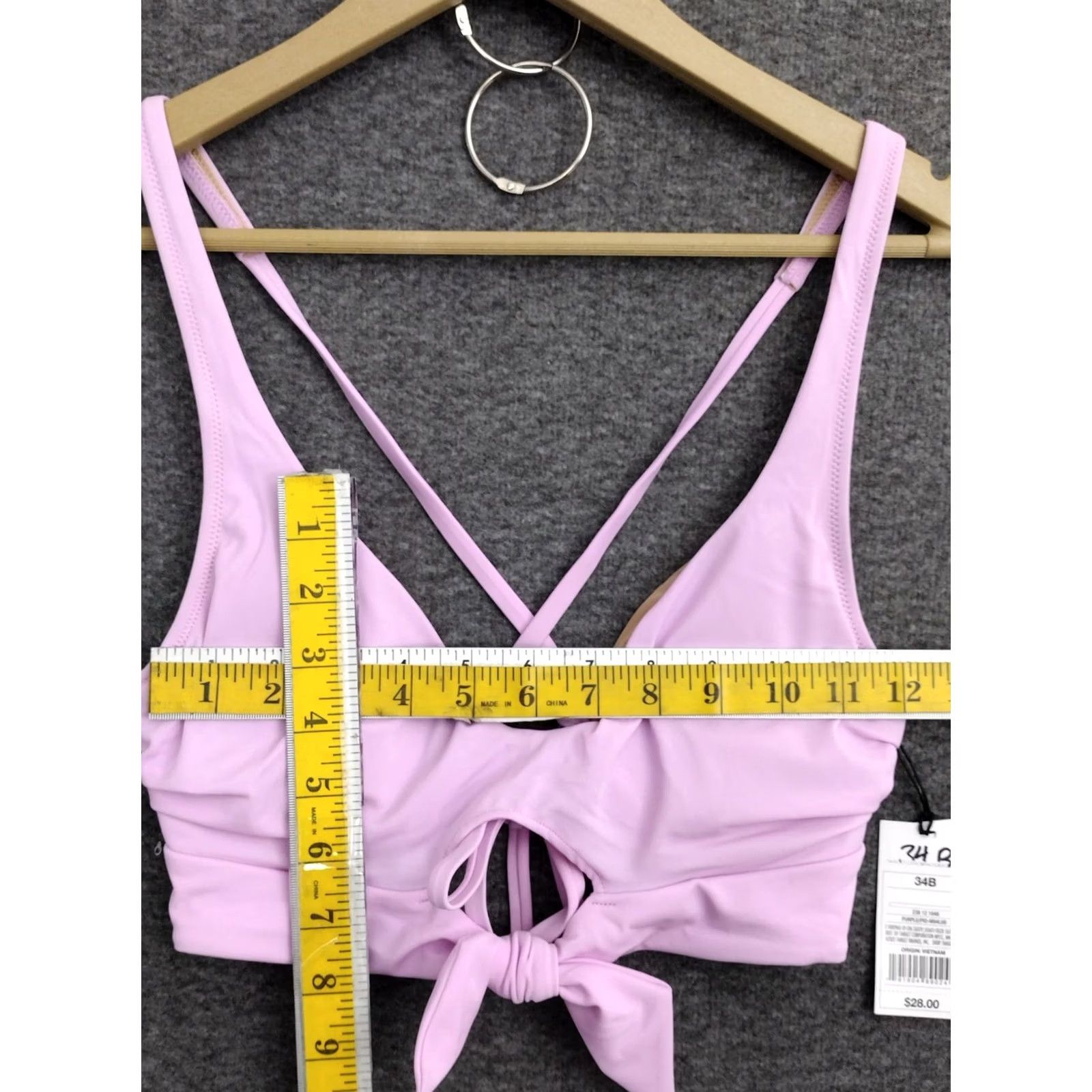 Vintage Shade & Shore Purple Front Tie Keyhole Spaghetti Bikini Top Padded 34B Womens Adult Swimsuit Top Size XXS / US 00 / IT 34 - 4 Thumbnail