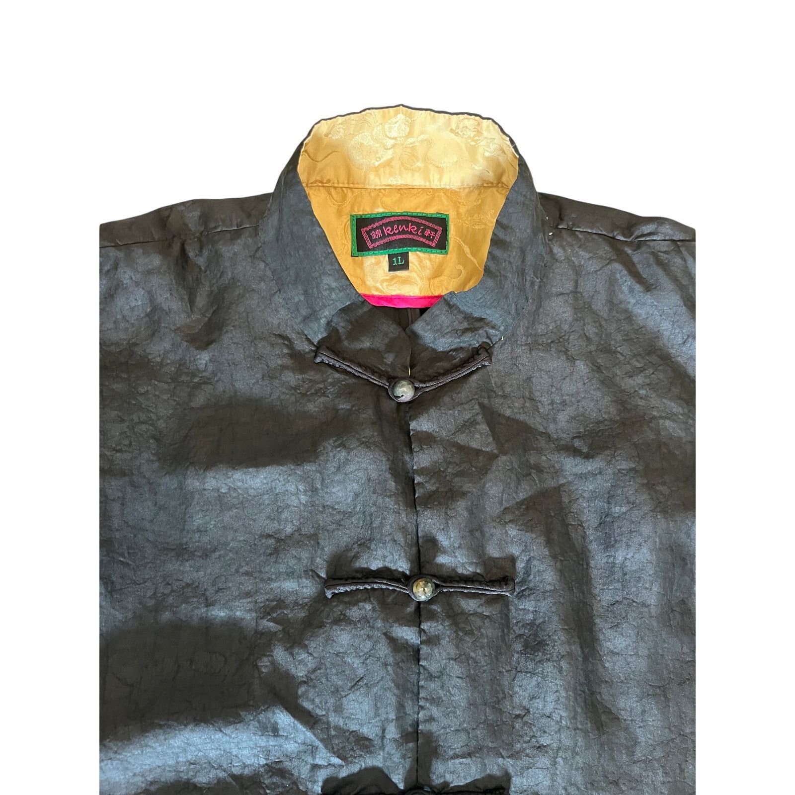 Vintage Vtg Kenki Black Textured Chinese Jacket Silk Interior S 1L Size L / US 10 / IT 46 - 6 Thumbnail