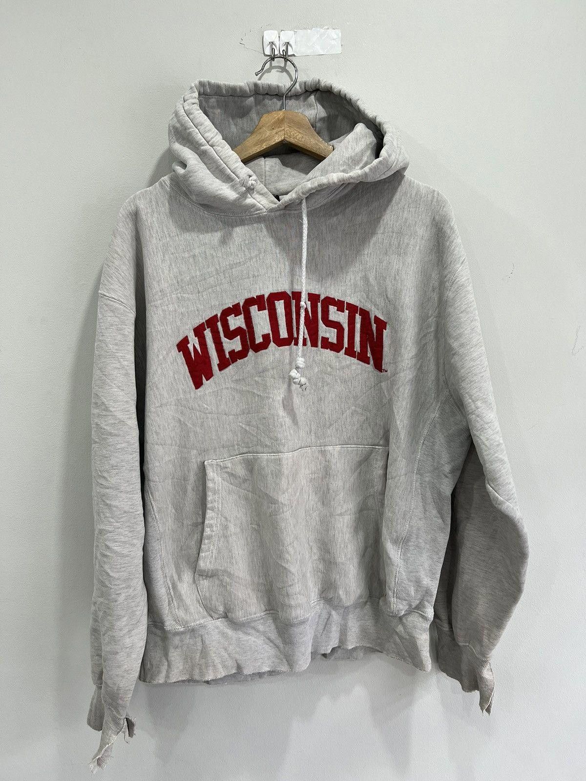 Vintage Vintage Wisconsin Spellout Hoodie sweater thrashed Size US L / EU 52-54 / 3 - 1 Thumbnail