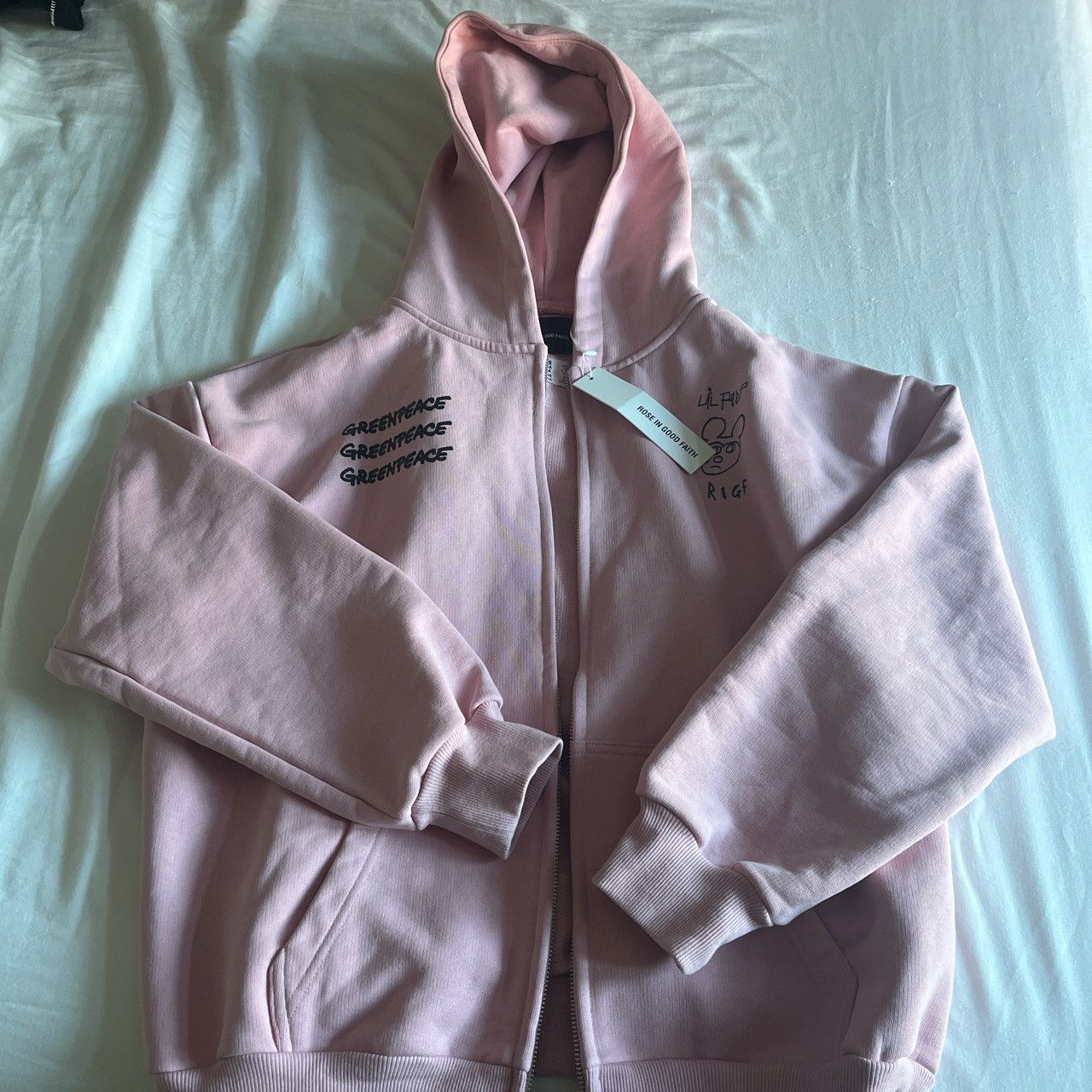 image of Lil Peep x Rose In Good Faith “Gimme Time” Zip in Pink, Women's (Size Medium)